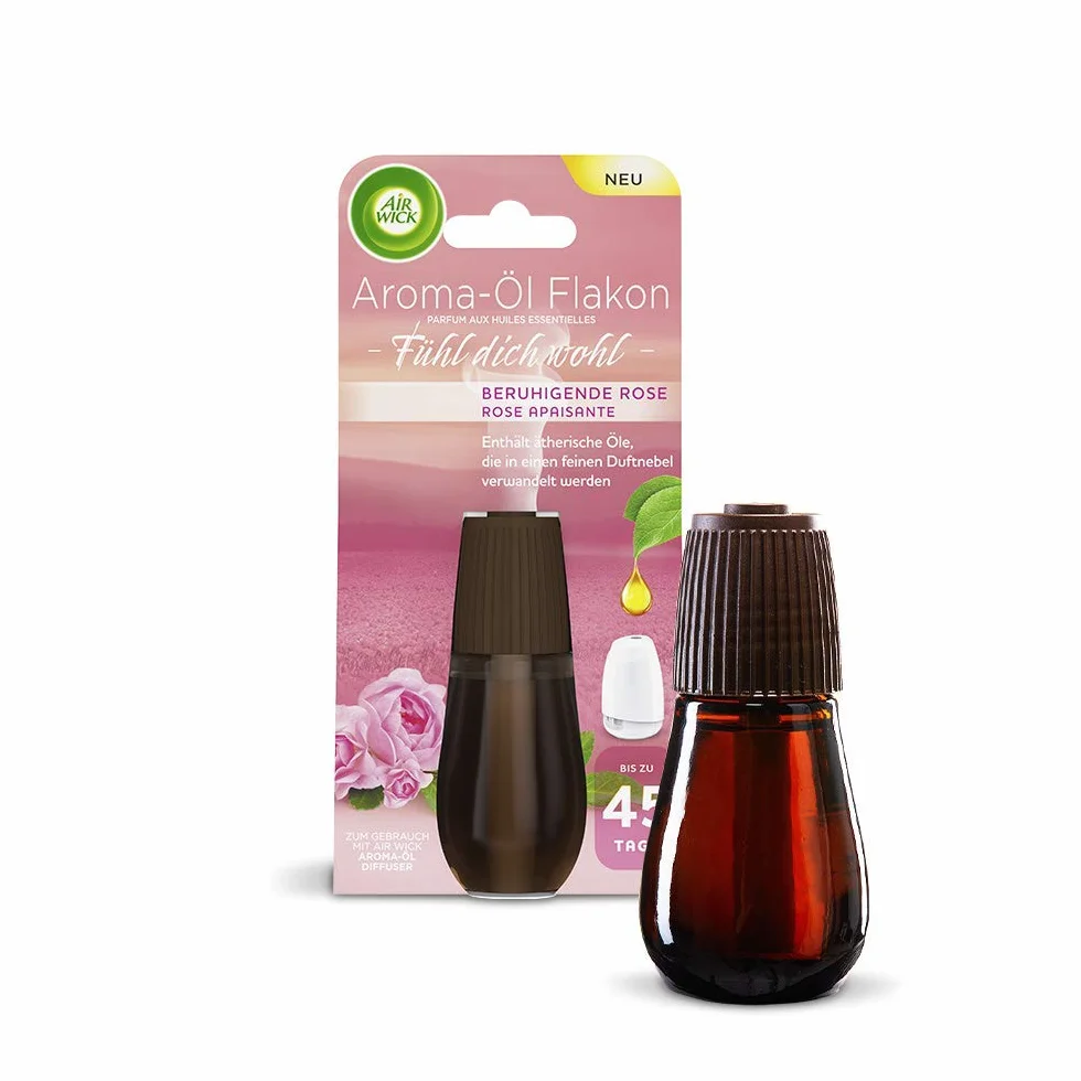 Air Wick olejek aromatyczny Flakon kojąca róża 3 szt. (3 x 20 ml), wkład do dyfuzora olejków aromatycznych
