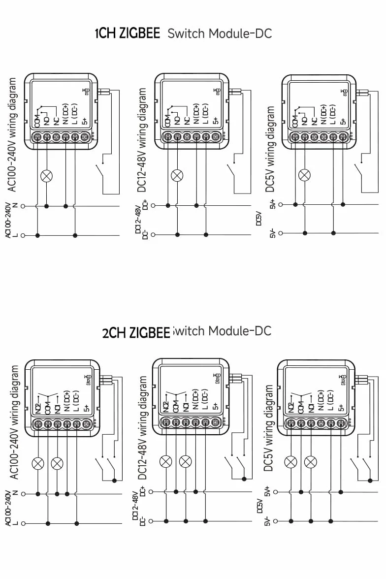 ZigBee inteligentny bezprzewodowy moduł przekaźnikowy z przełącznikiem stykowym na sucho, DC 12/24 V AC 100-240 V, kompatybilny z Alexa Google (1)
