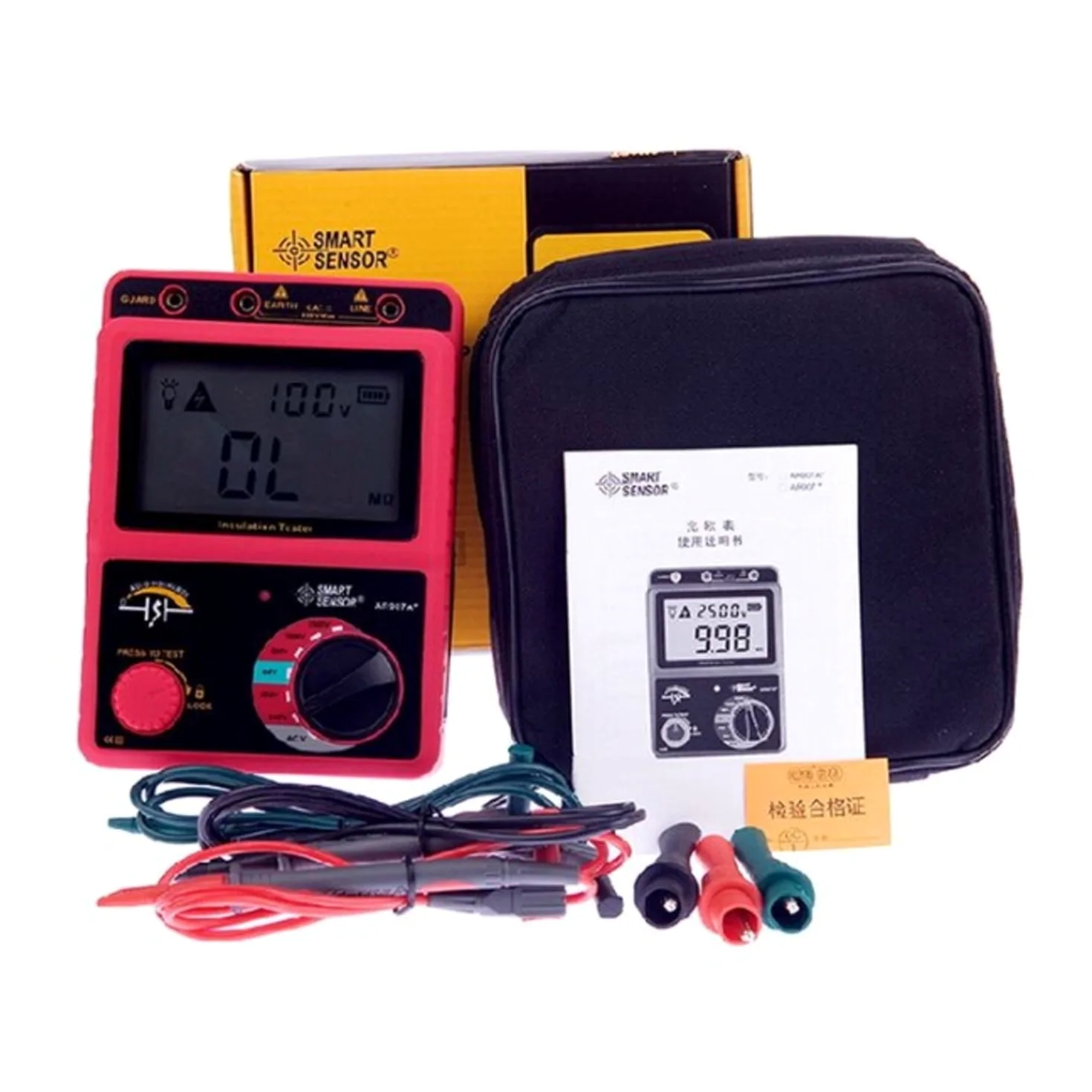 100~2500V cyfrowy tester odporności izolacji wysokiego napięcia Megohmetr AC/DC Tester napięcia Miernik OHM AR907A +, Dokładne odczyty
