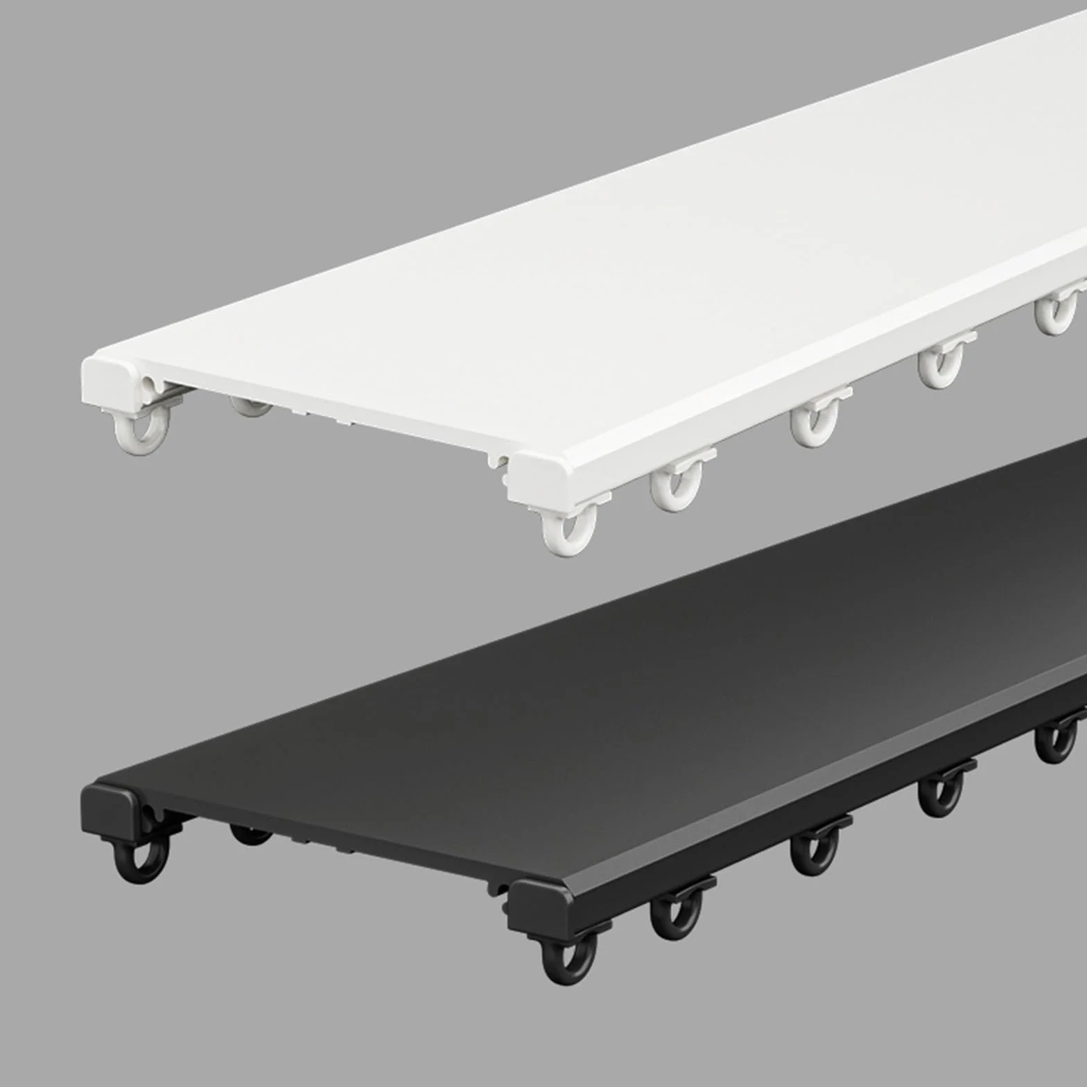 Ultra-cienka czarna szyna sufitowa ze stopu aluminium z podwójną szyną - 125 cm do szpitali, klinik i żłobków - trwała, lekka, łatwa instalacja