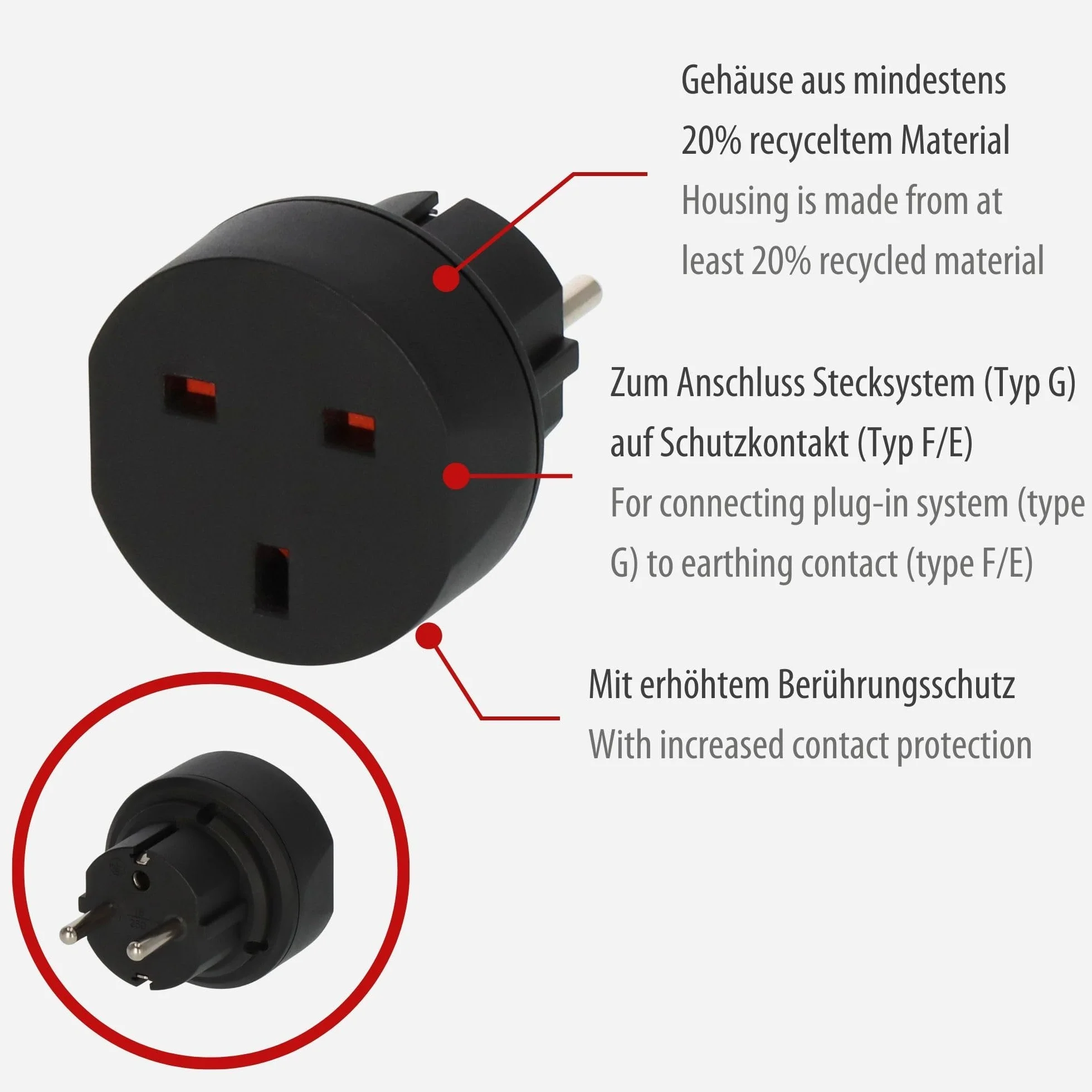 Brennenstuhl Adapter Czarny 50 x 50 x 65 mm
