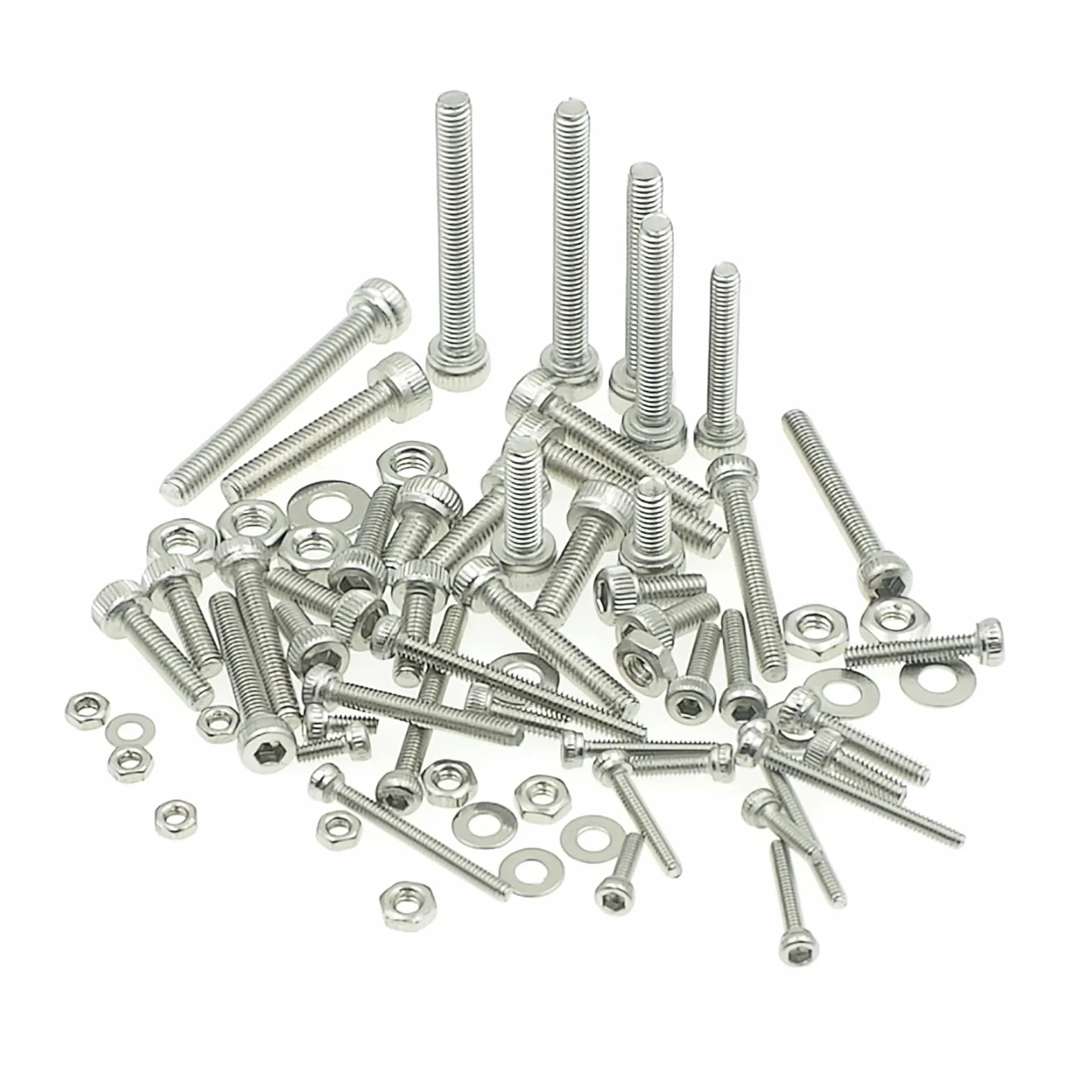 Zestaw 1200 sztuk śrub z łbem sześciokątnym M1,6 M2 M2, M2,5, M3, stal nierdzewna, zestaw