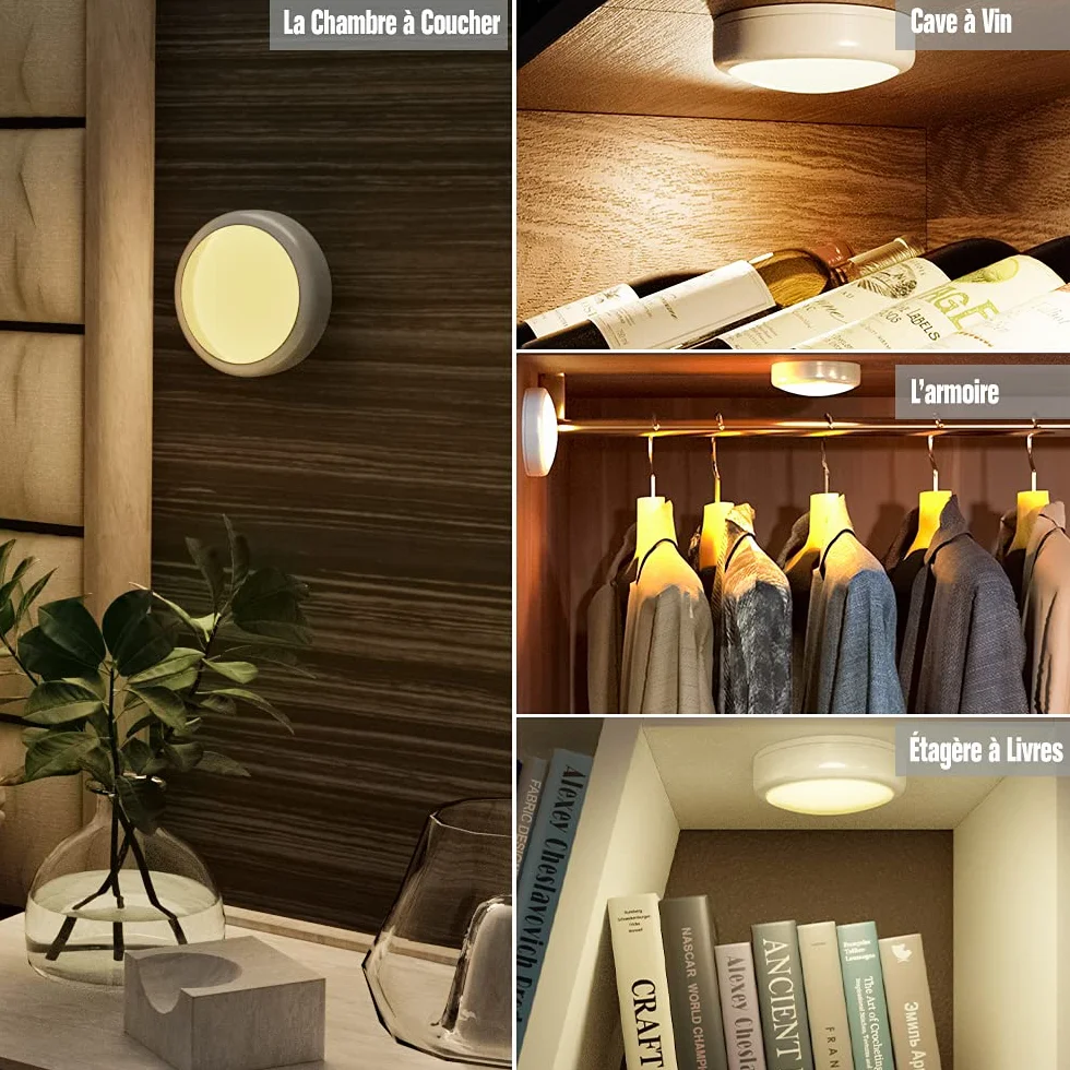 HELPLEX Lampa do szafy, 16 kolorów bezprzewodowa lampka nocna RGB LED, oświetlenie schodowe/do gier, z 1 pilotem zdalnego sterowania i funkcją synchronizacji, opakowanie 3 szt
