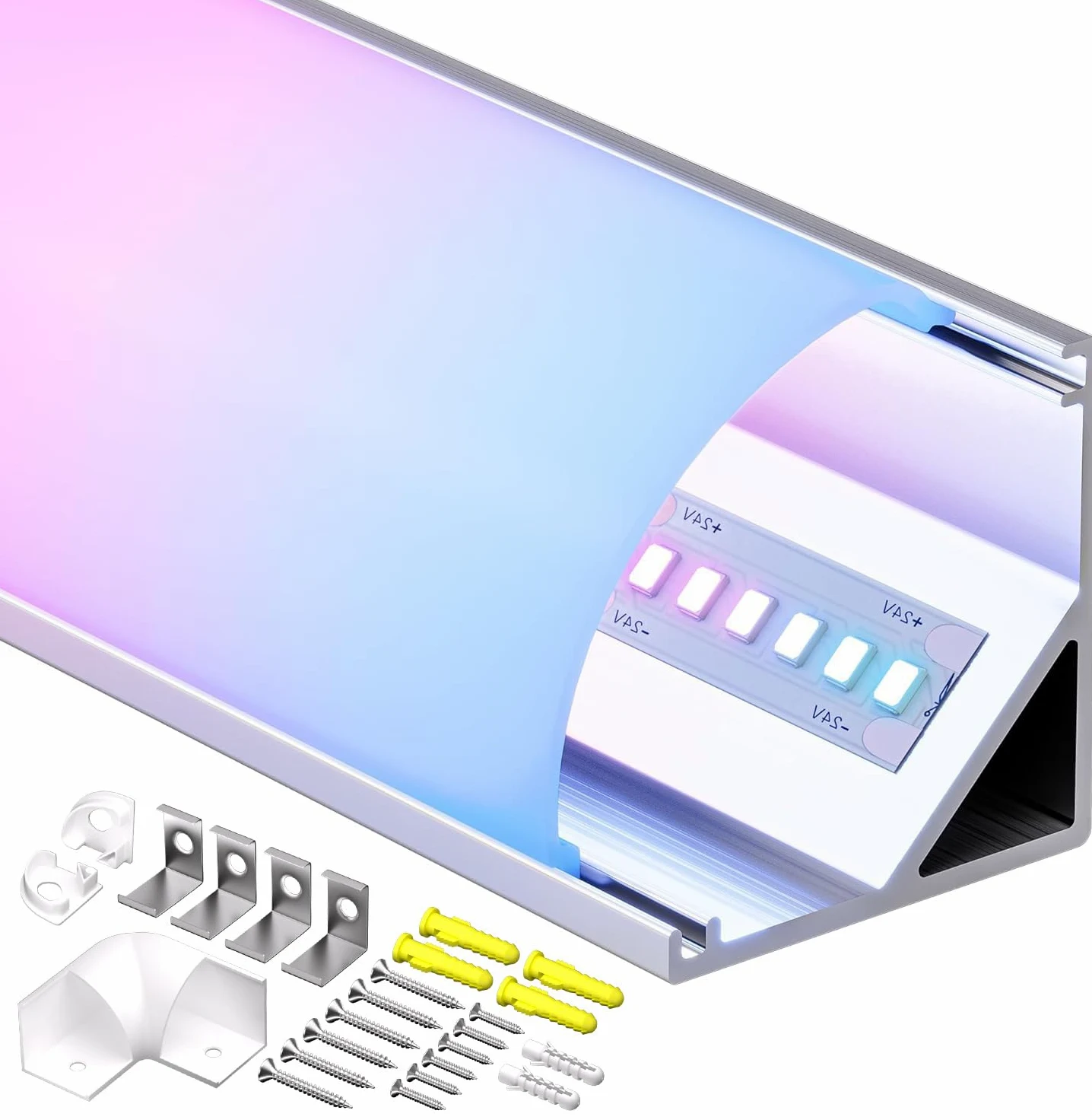 Shine Plus 10 sztuk x 1 m kątowa aluminiowa dioda LED (łącznie 10 metrów), z matową osłoną, wymiary całkowite 15,8 mm x 15,8 mm, odpowiednie do taśm LED o maksymalnej szerokości 10 mm