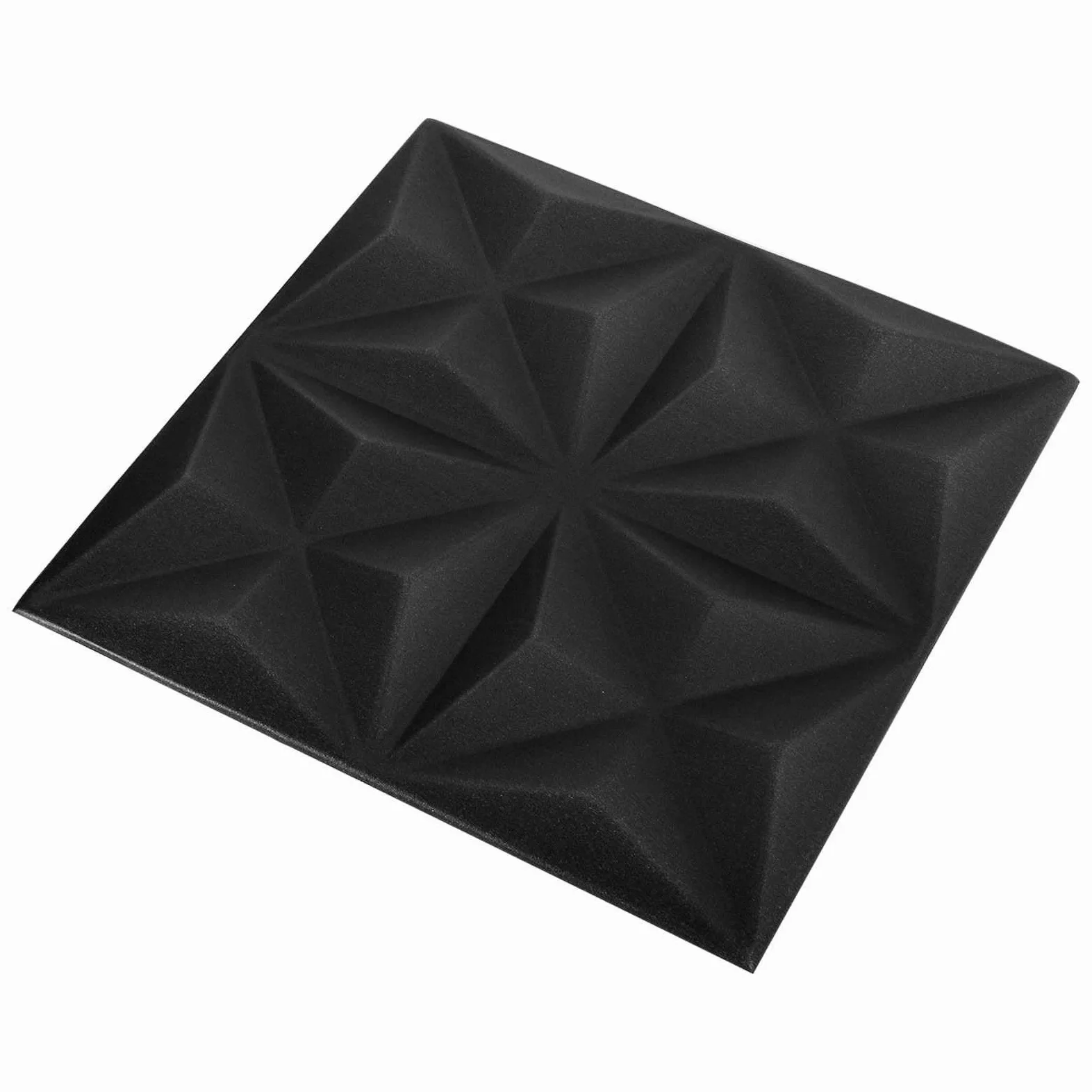 Panele ścienne 24 sztuki origami czarne 50 x 50 cm pianka XPS | Lekki materiał, "zrób to sam", do sypialni i salonu, łatwy w pielęgnacji suchą szmatką
