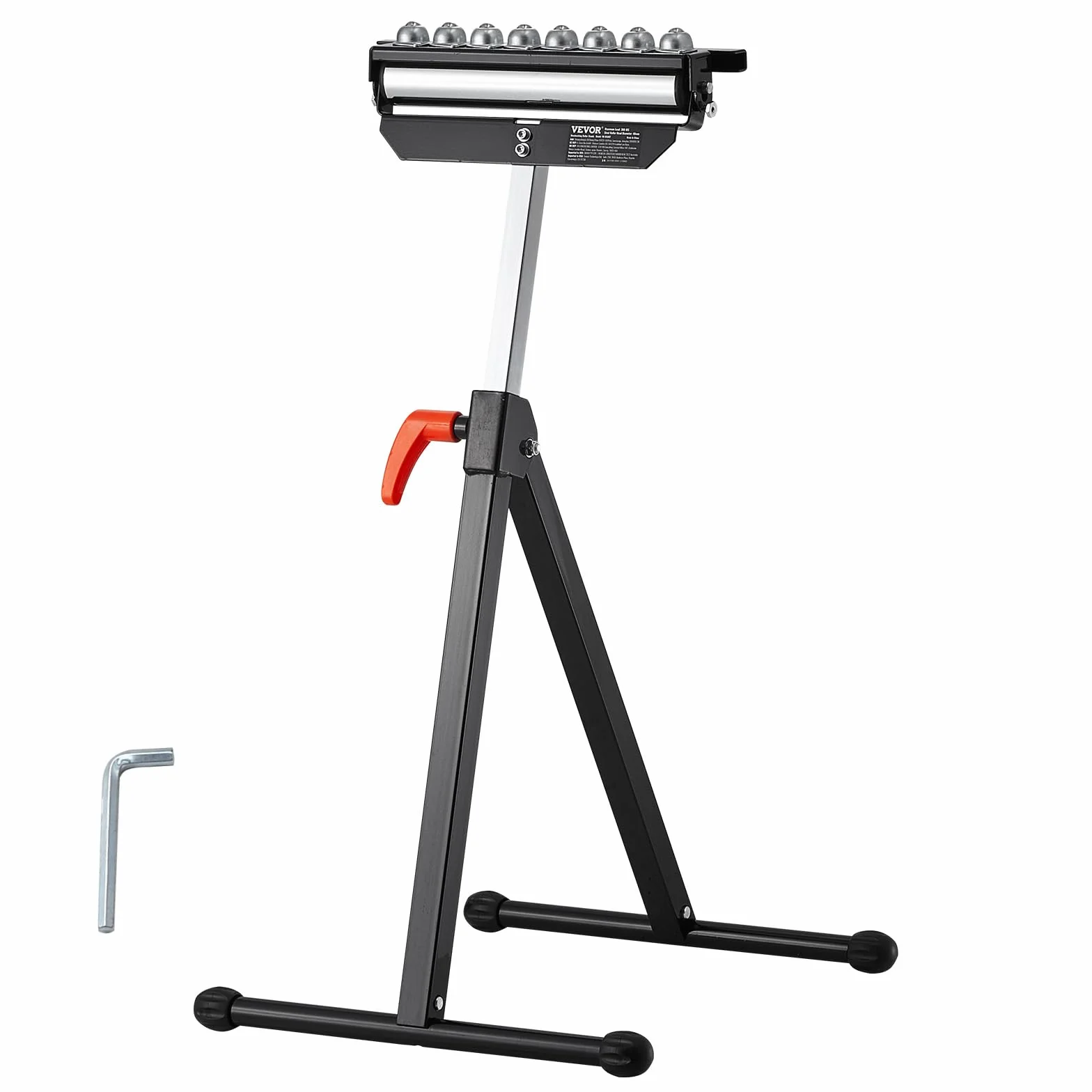 VEVOR Stojak rolkowy, nośność 136 kg, regulowana wysokość 68-108 cm, składany, wytrzymały, z polerowaną wielokierunkową głowicą rolkową 29 cm, do piły stołowej, wyprowadzania drewna, wsparcie