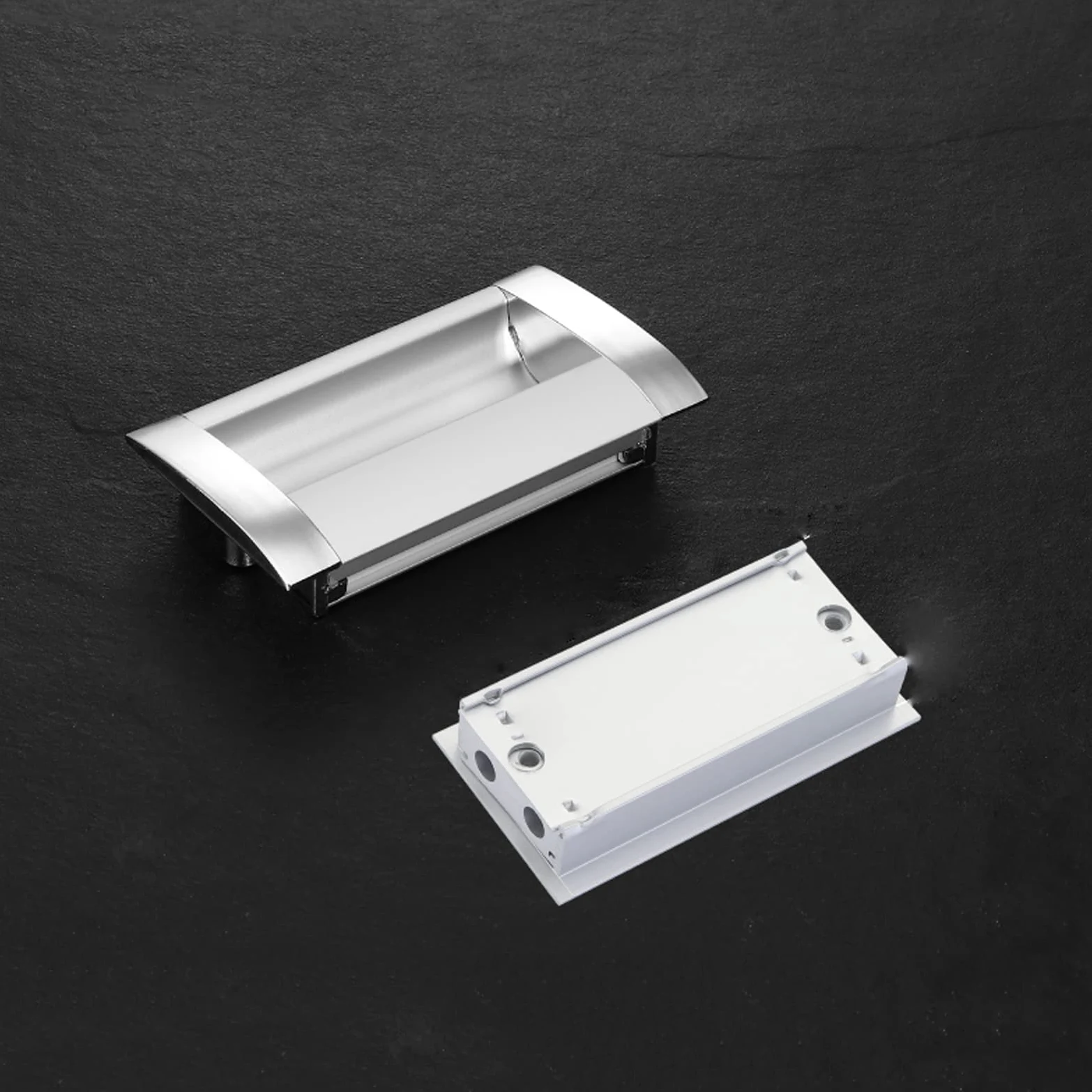 Klamka wpuszczana, 2X, niewidoczne uchwyty do szuflad, profil aluminiowy, szafki stojącej(A1,Hole distance 64mm)
