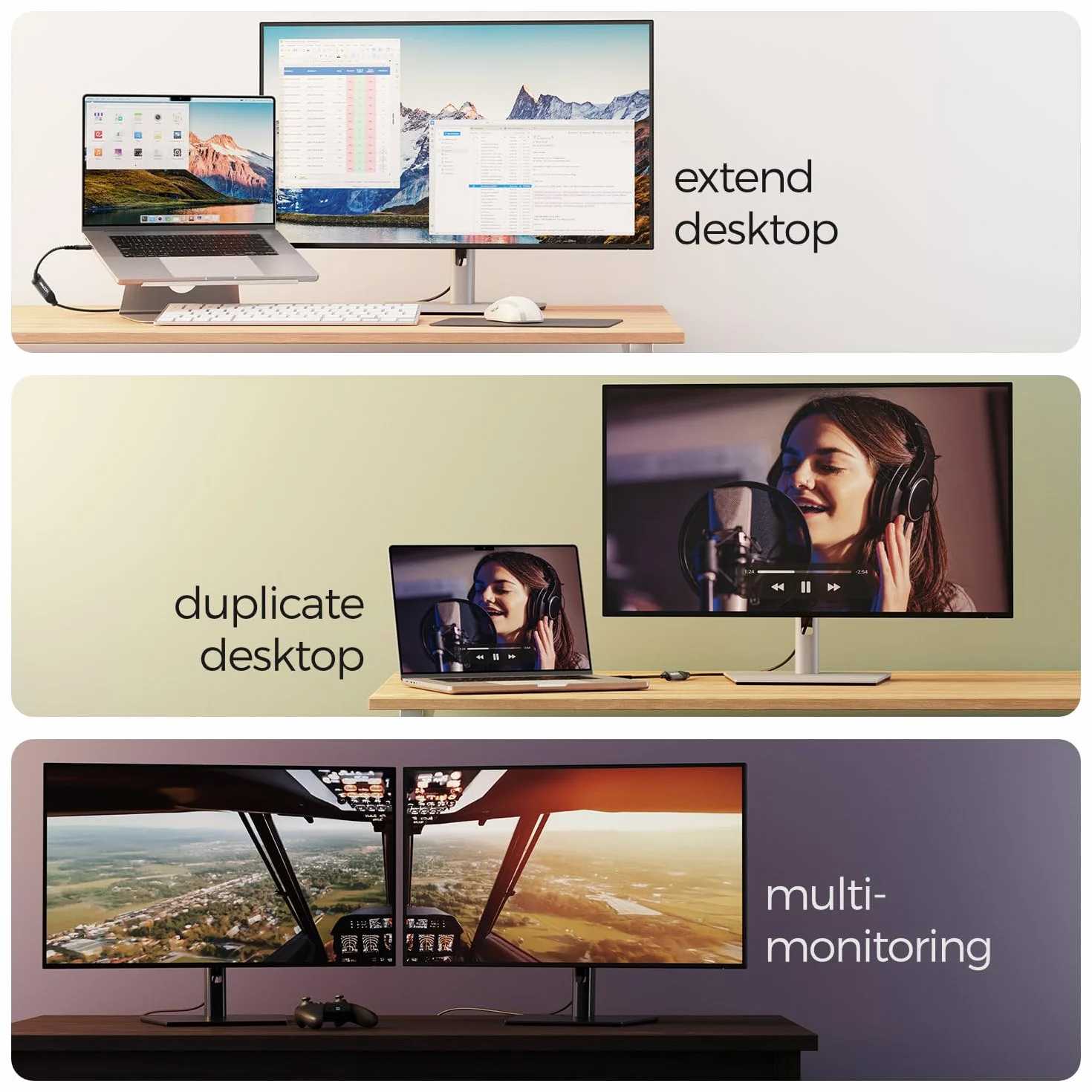 deleyCON Adapter Kabel USB‑C na HDMI - 4K UHD 60Hz - Aluminiowy, Pleciony - do Monitorów/TV/Projektorów HDMI - Kompatybilny z Thunderbolt 3/4, iPhone 17/16/15, MacBook, iPad Pro/Air, Galaxy S25/S24