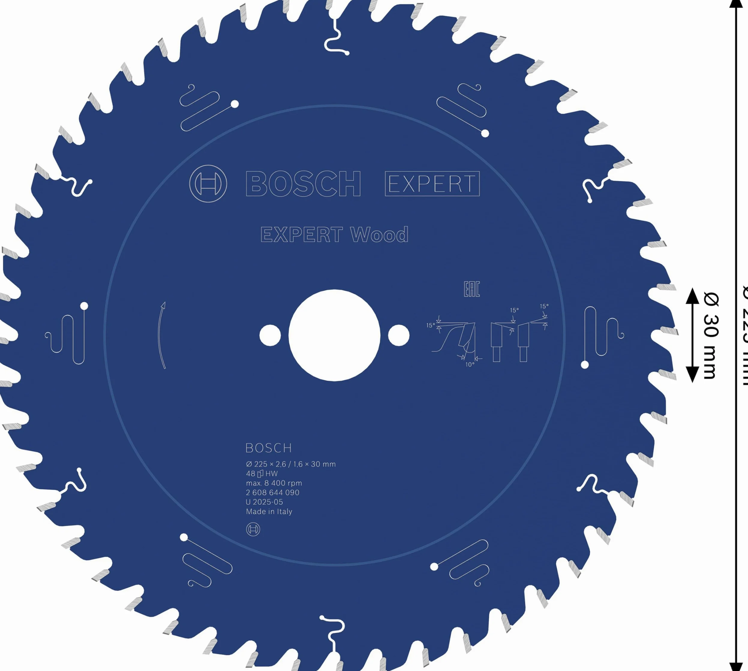 Bosch Professional Brzeszczot do piły tarczowej Expert do drewna (drewno, 225 x 30 x 2,6 mm, 48 zębów, akcesoria do piły tarczowej)