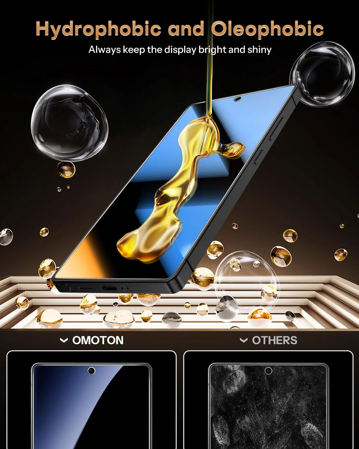 OMOTON szkło hartowane do Samsung Galaxy S25 Ultra, 3 folie + 2 osłony obiektywu, odblokowanie linii papilarnych