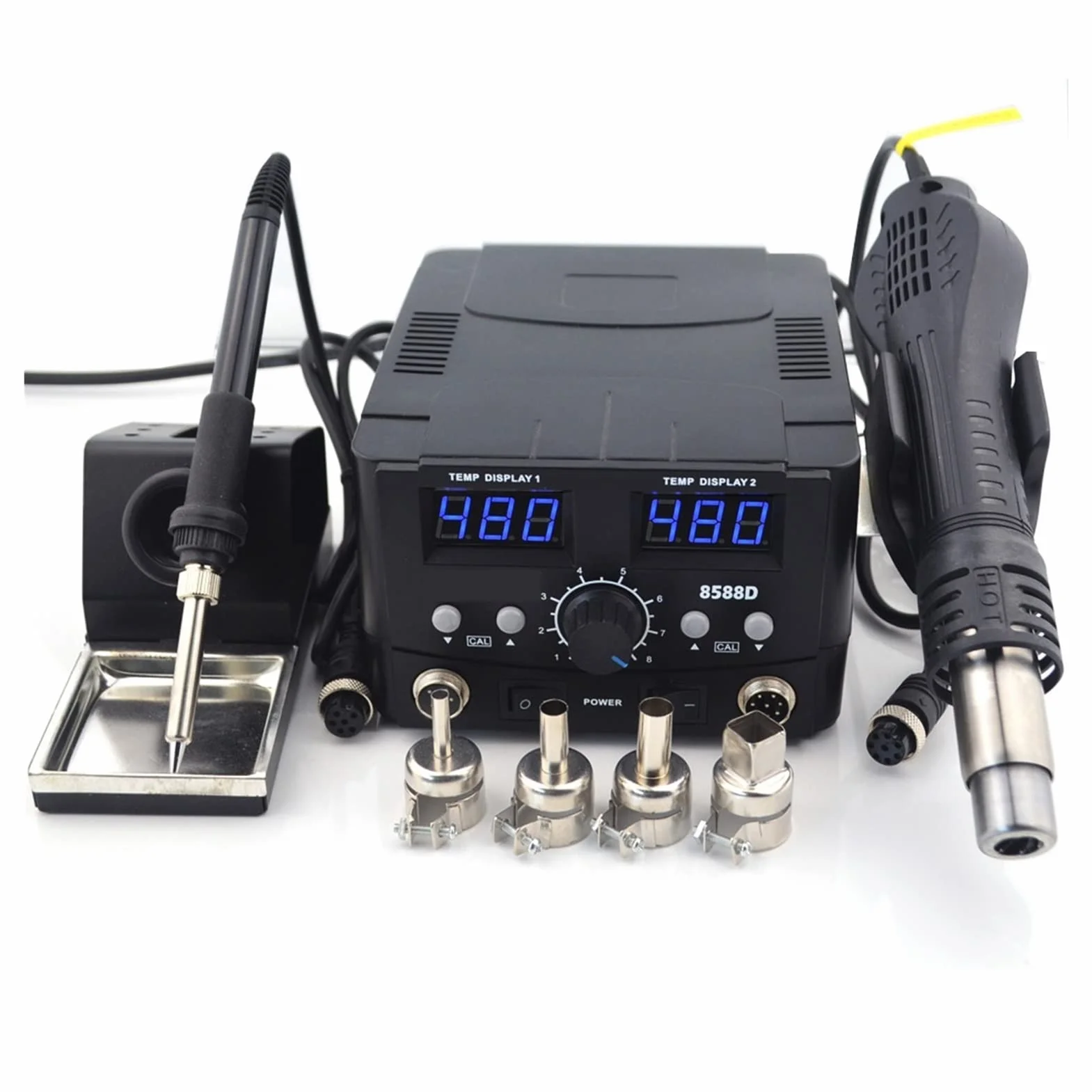 Stacja lutownicza, 800W 2 w 1 cyfrowy Esd Gorąca stacja lutownicza pistoletowego lutuowego żelaza SMD Desoldering Rewidation Station 8586 Upgrade