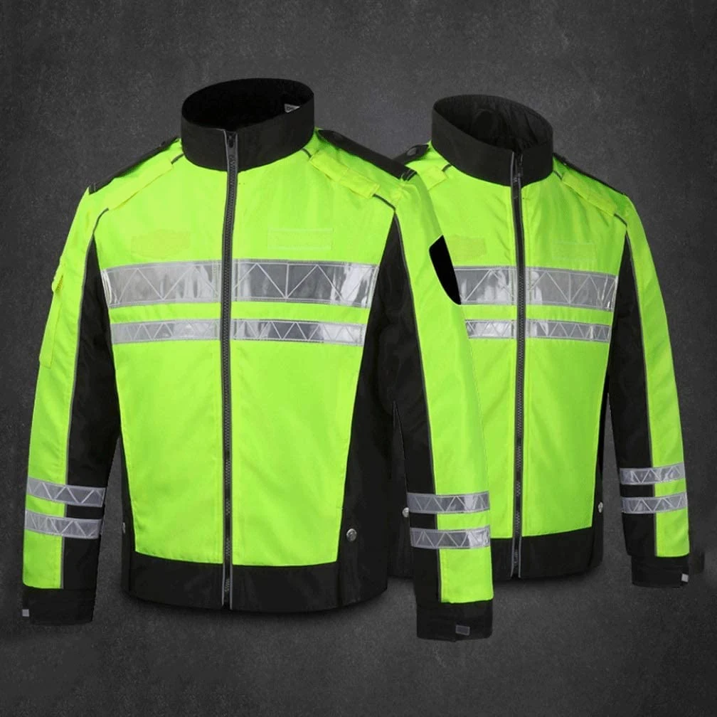 Kamizelka Bezpieczeństwa Kamizelka Odblaskowa Rowerowy garnitur odblaskowy, Oxford Cloth Safety Kurtka wodoodporna odbijająca wysoka widoczność fluorescencyjna żółta Executive Kamizelka