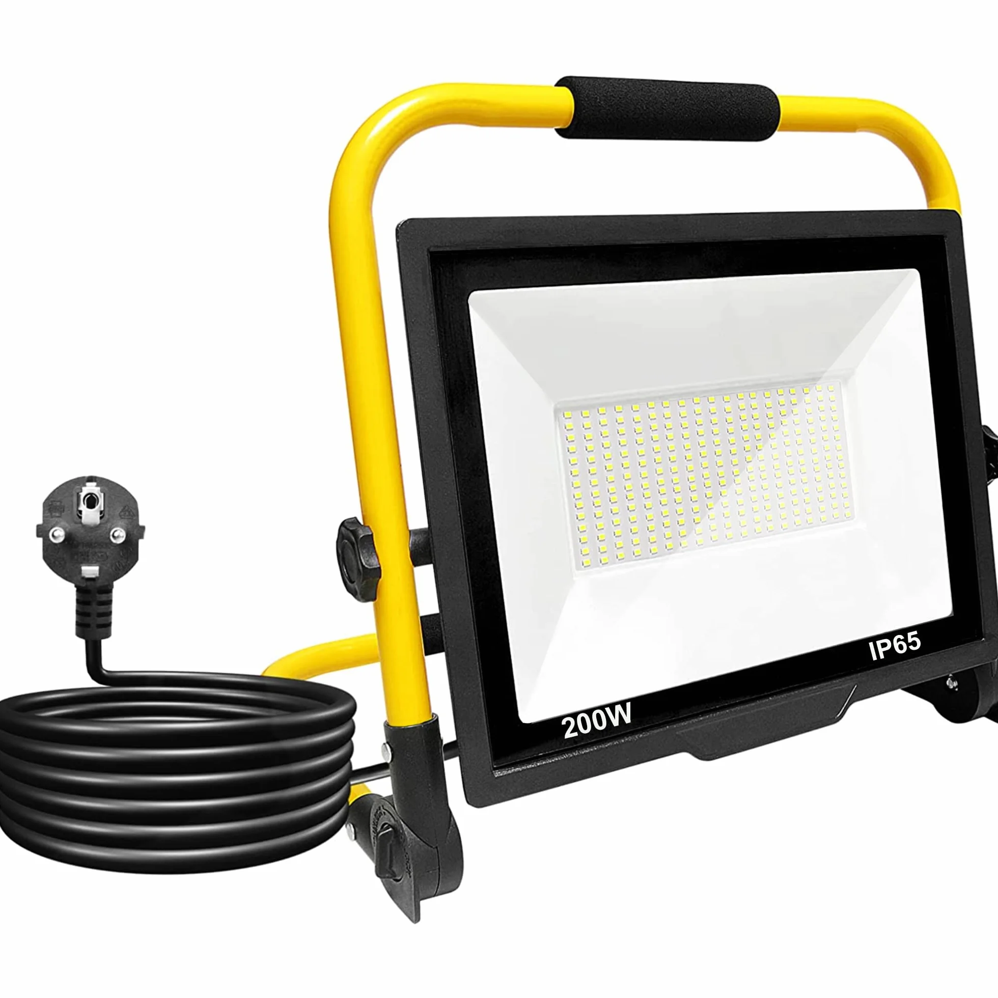 Reflektor Budowlany 200W, Reflektor Roboczy 266LED, 20000lm, IP65 wodoszczelny, lampa robocza, kabel 3, reflektor LED z wtyczką, 6000K, reflektor roboczy do warsztatu, na plac budowy, do garażu