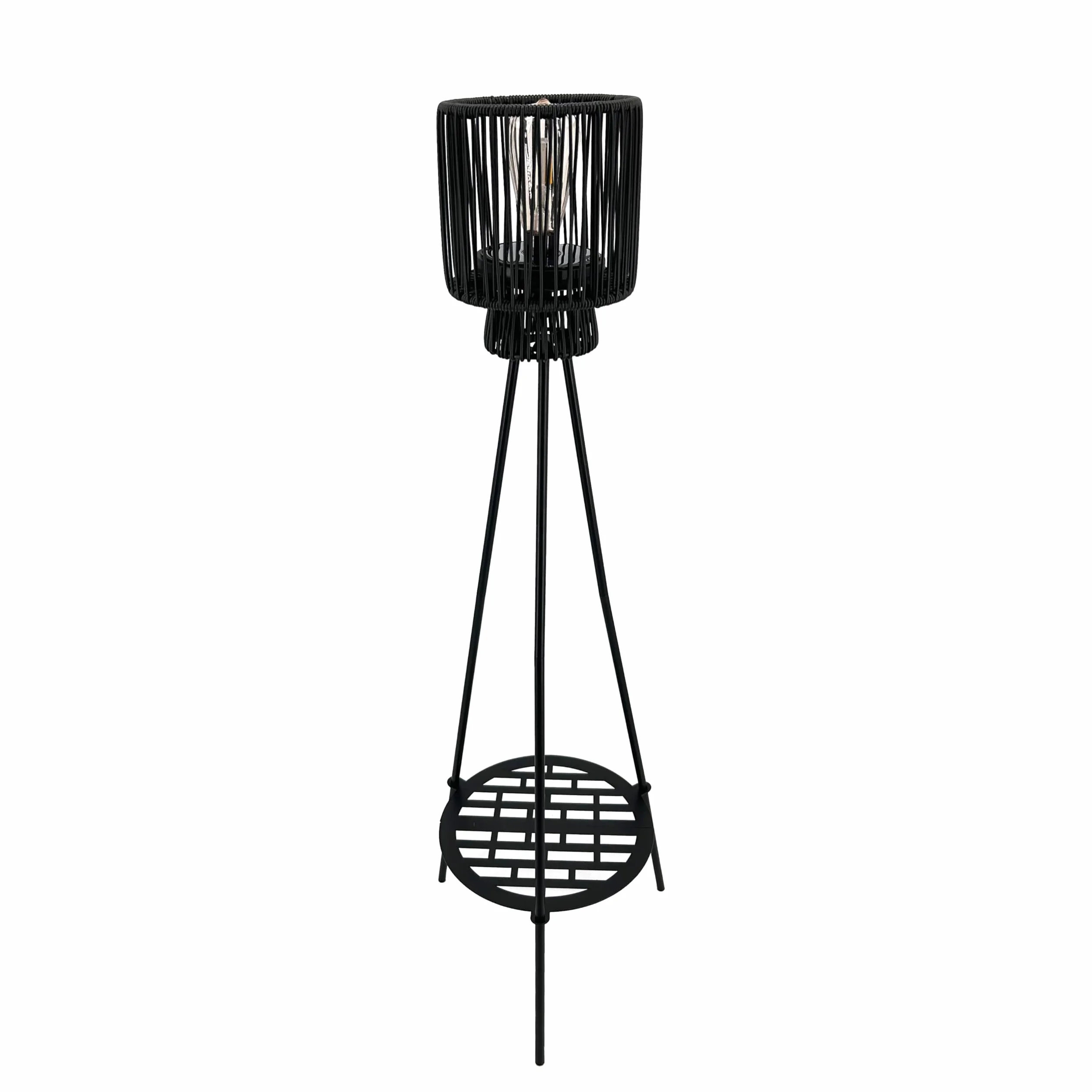 Gadgy Zewnętrzna lampa solarna LED z uchwytem na kwiaty | wodoodporna latarnia rattanowa | trwałe trójnożne oświetlenie do ogrodu, balkonu, tarasu