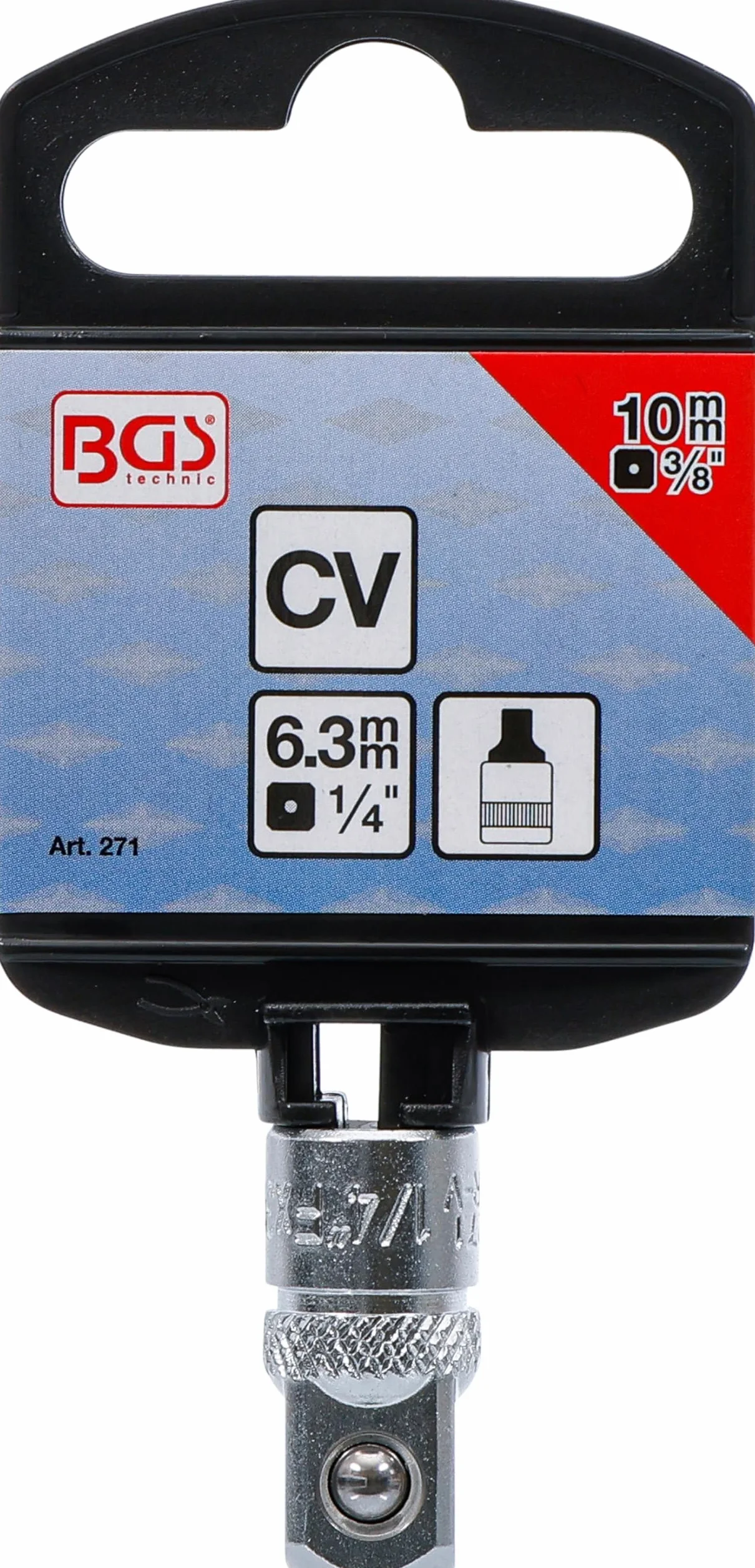 BGS 271 | Adapter klucza nasadowego | gniazdo czworokątne 6,3 mm (1/4") - trzpień czworokątny 10 mm (3/8")