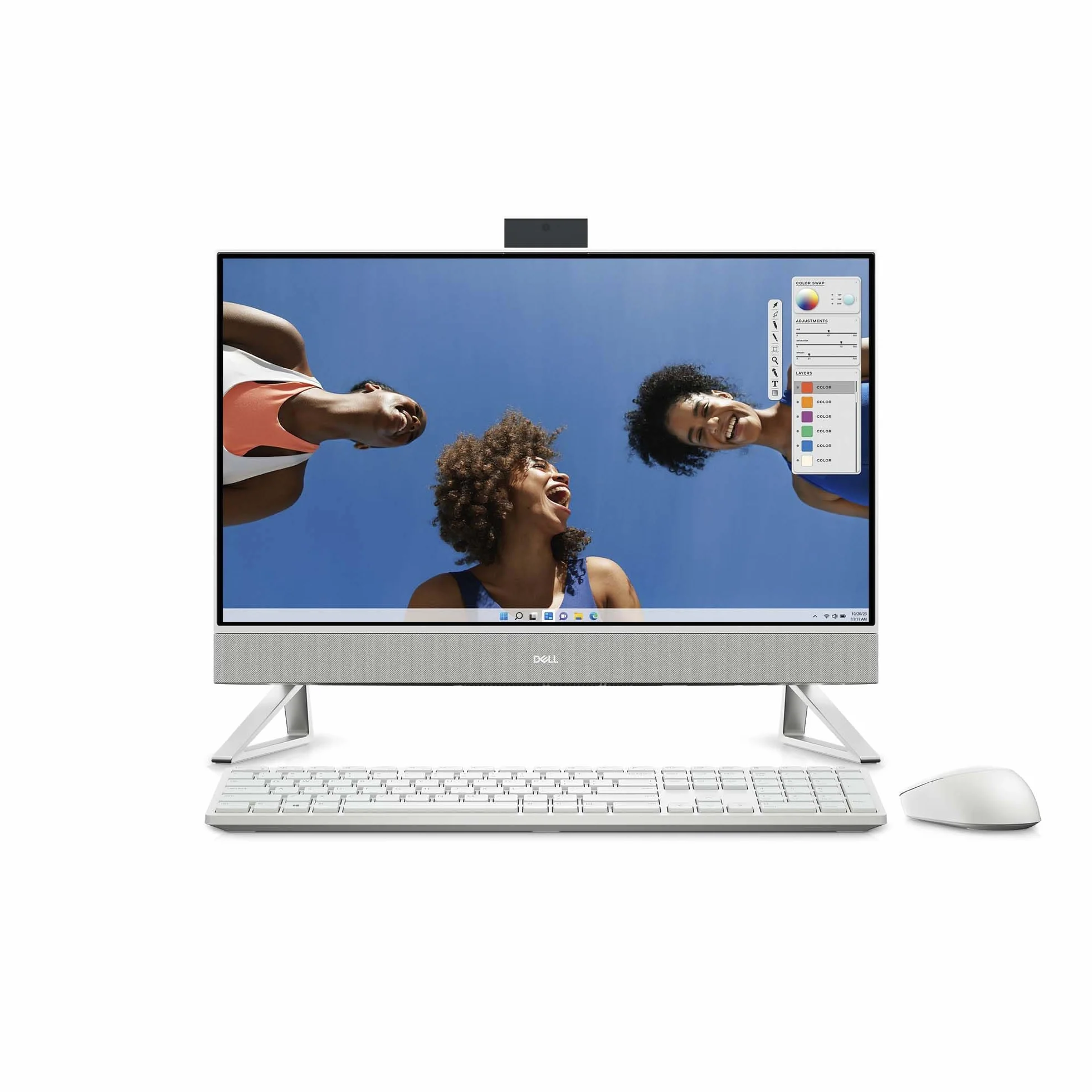 Dell Inspiron All In One 23.8 FHD Display, procesor Intel Core i5-1334U, 8 GB DDR4 RAM, 512 GB SSD, karta graficzna Intel Graphics, Windows 11 Home - biała obudowa z tkaniny Chin