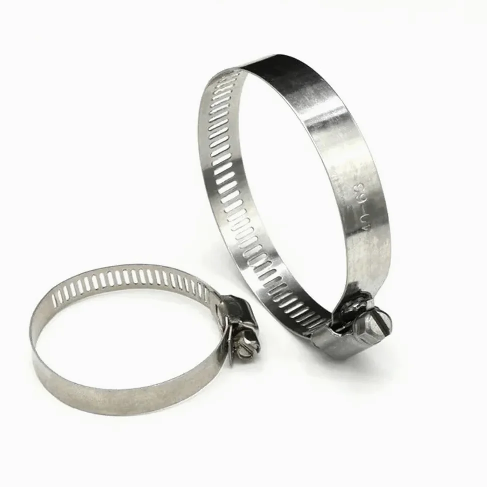 Stalowe zaciski do węży z napędem ślimakowym, Zaciski ślimakowe ze stali nierdzewnej regulowane 8mm-120mm 5/10szt(Dia 40-64mm 10pcs)
