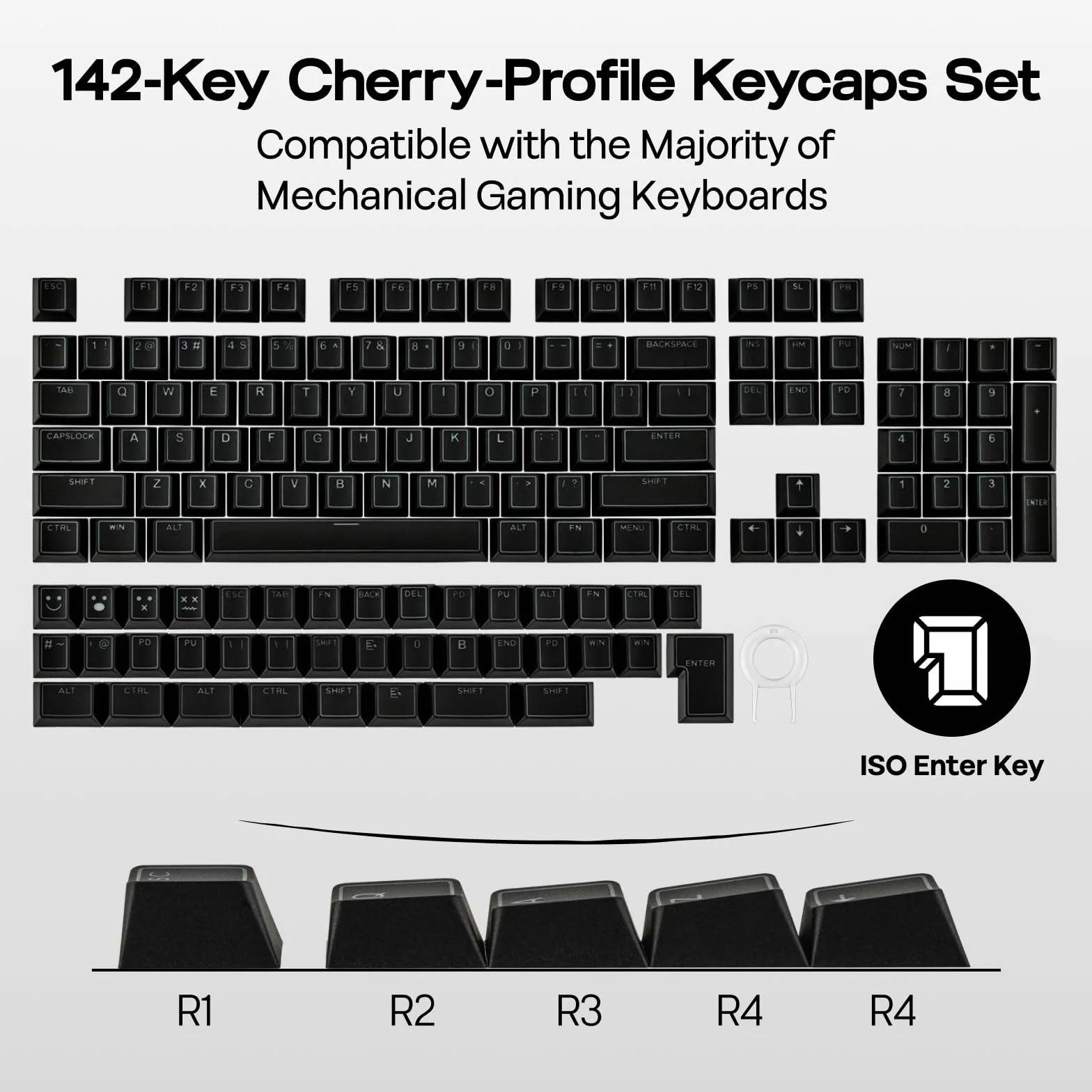 EPOMAKER Glintrix PBT Shine Through Keycaps, Arris & Keys Backlit, Double Shot, Cherry Profile, 60/75/96/pełny rozmiar, niestandardowy zestaw klawiszy do mechanicznej klawiatury do gier (czarne)