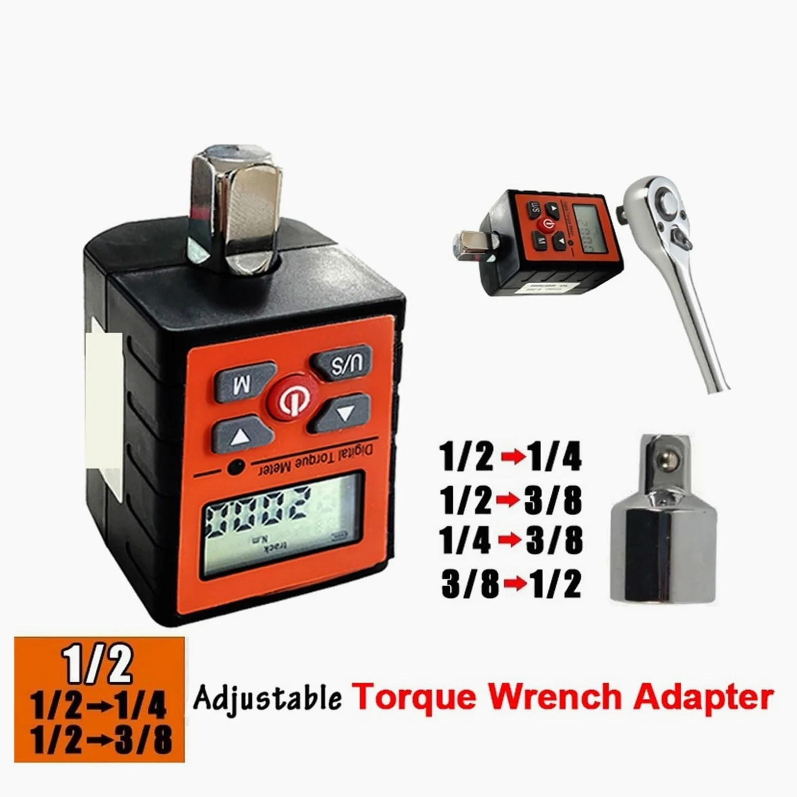Cyfrowy adapter klucza dynamometrycznego, 1/2 "1/4" 3/8 "cyfrowy miernik momentu obrotowego Adapter pomiarowy świeca zapłonowa rower KG klucz dynamometryczny Gauge Tester śrubokręt,do samochodów, row