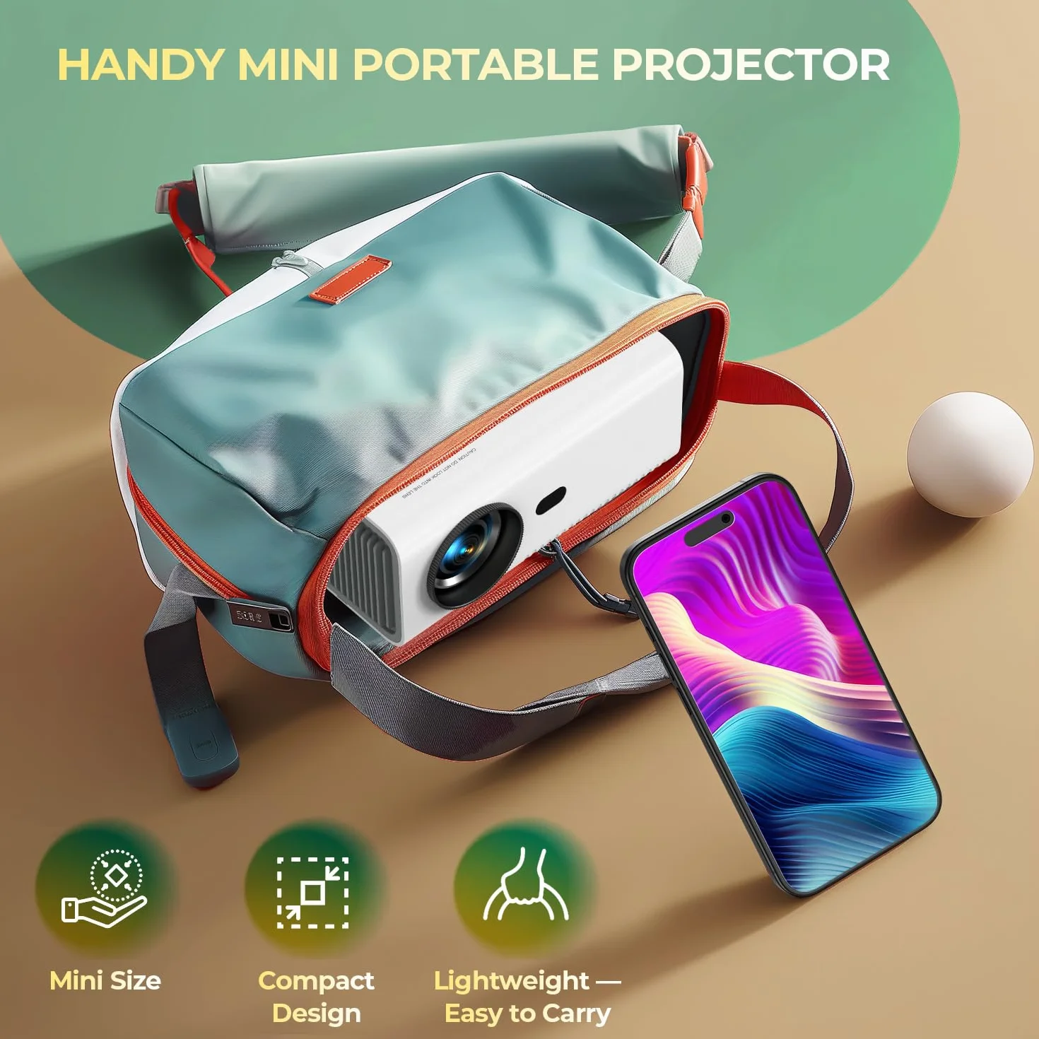 【Elektryczna ostrość】 YUZINO Mini projektor, 18000 lumenów Full HD 1080P WiFi Bluetooth Beamer, przenośny projektor zewnętrzny telefon komórkowy, kino domowe LED z zoomem do telefonu/laptopa/TV