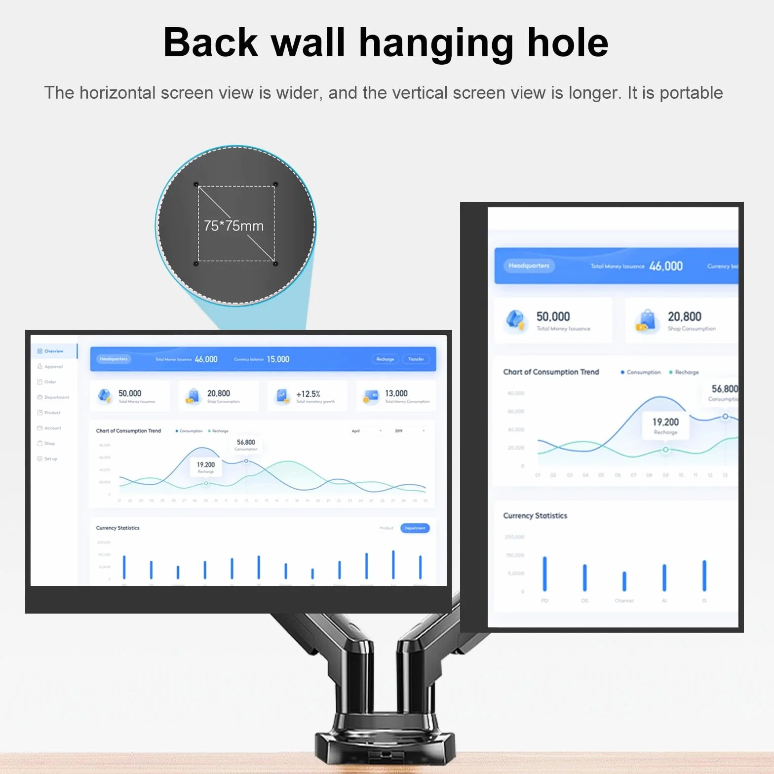Portable Monitor 12,2 Zoll, 60 Hz 1200P 100% sRGB USB-C,Mini-HDMI,with VESA Tragbarer Ultra Slim Portable Laptop Monitor for Office Game