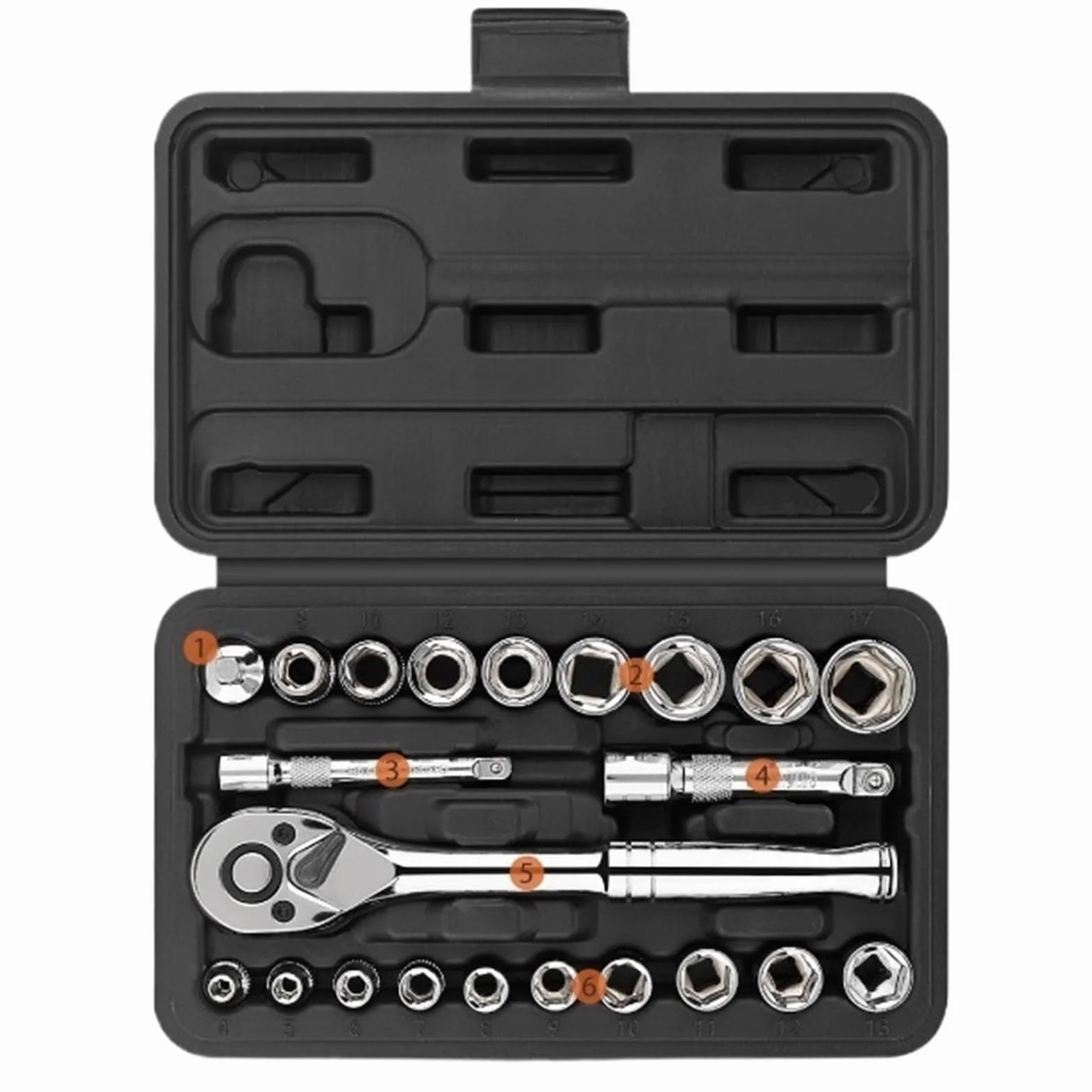 Zestaw kluczy grzechotkowych, 22 szt. 1/4 + 3/8 "napęd 72T zestaw nasadek z grzechotką 4-17mm adapterami do zestawu naprawczego konserwacji silnika/przekładni
