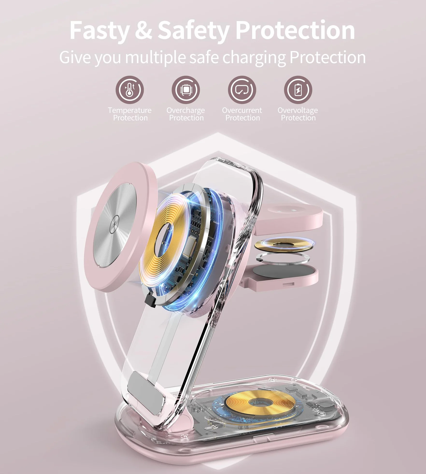 Magnetyczna bezprzewodowa stacja ładująca 3 w 1 do Apple iPhone 16 15 14 Apple Watch AirPods Pro