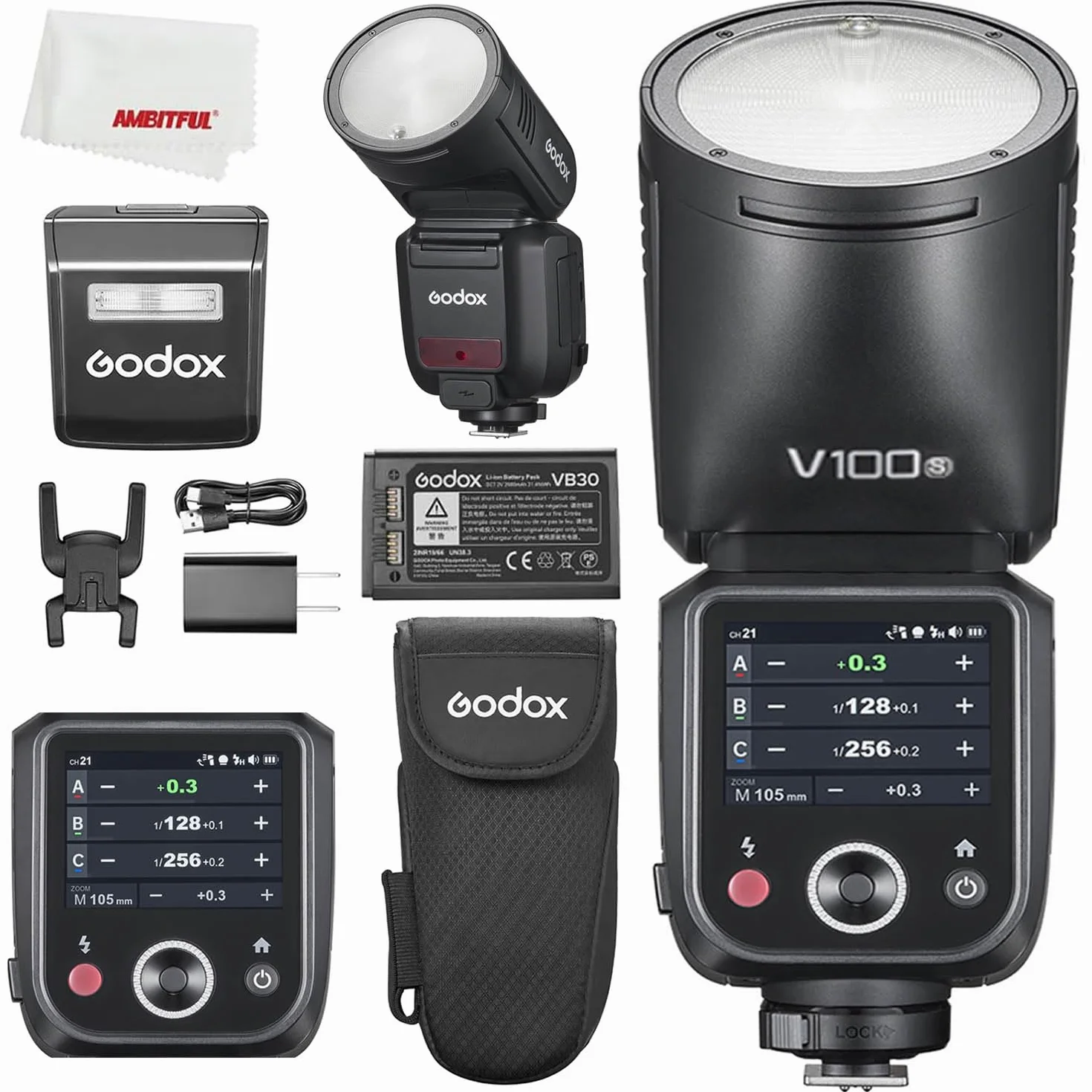 Godox V100S 100W TTL okrągła głowica lampa błyskowa do Sony, 400 pełna moc, czas odzyskiwania 1,7s, SU-1