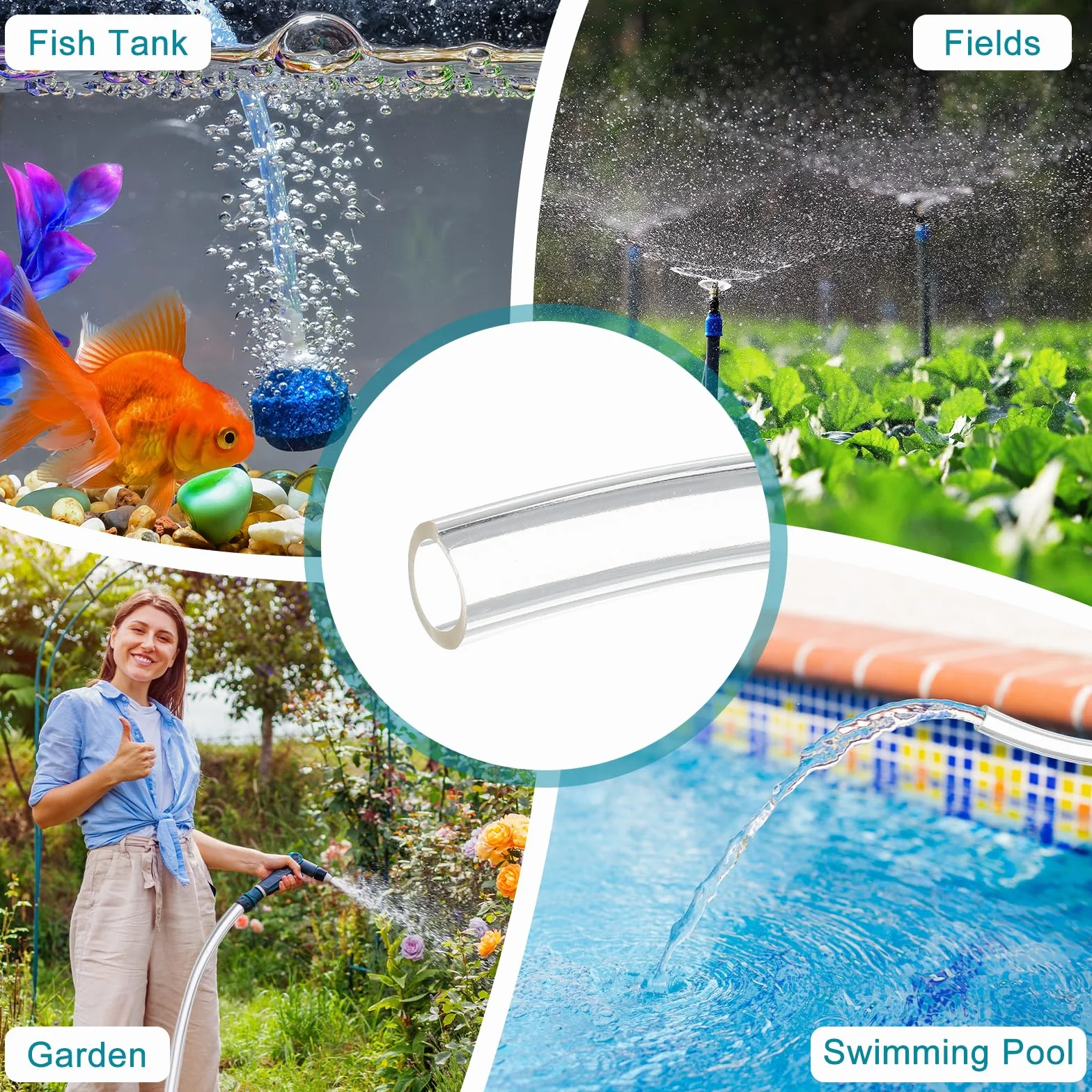 QUARKZMAN Przezroczysta rura PVC, 22 mm DI x 28 mm DE - 4-stopowa rura PVC, lekki wąż winylowy, elastyczna plastikowa rura do przenoszenia powietrza/oleju/wody w akwariach e