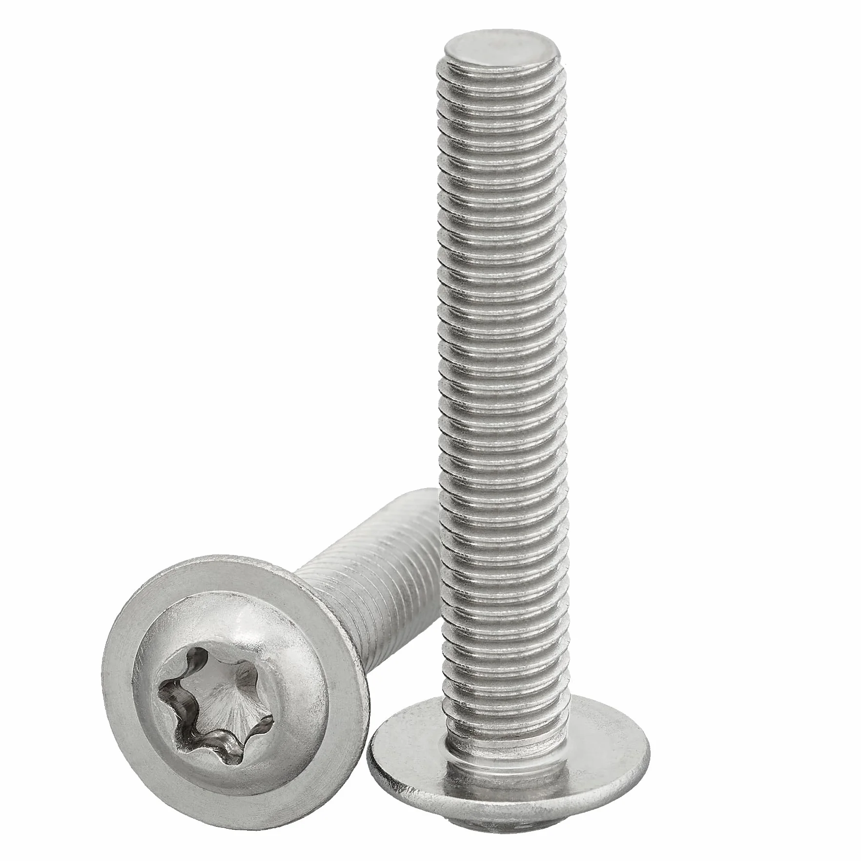Śruby z łbem zakrzywionym z kołnierzem i gniazdem sześciokątnym/Torx (ISR, TX) zgodnie z normą : ISO 7380-2 Zestaw 10 śrub z łbem płaskim z kołnierzem ze stali nierdzewnej A2 V2A, gwint pełny, M6 x 50