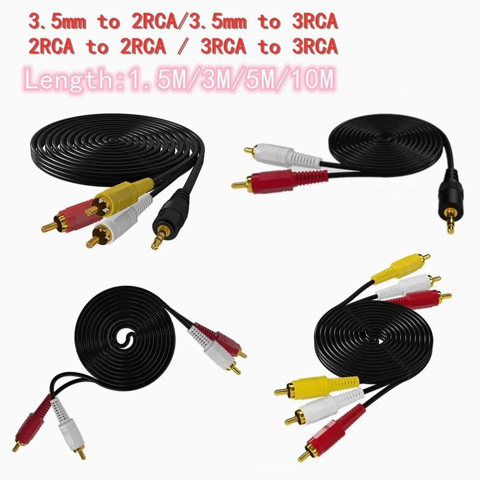 Kabel Audio-wideo 3,5 Mm Do 3RCA Do 3RCA 3,5 Mm Do 2RCA Do 2RCA Pozłacany Kabel AV Do Wzmacniacza Telewizyjnego Głośnik Kina Domowego(3.5mm to 3RCA,9.2m)