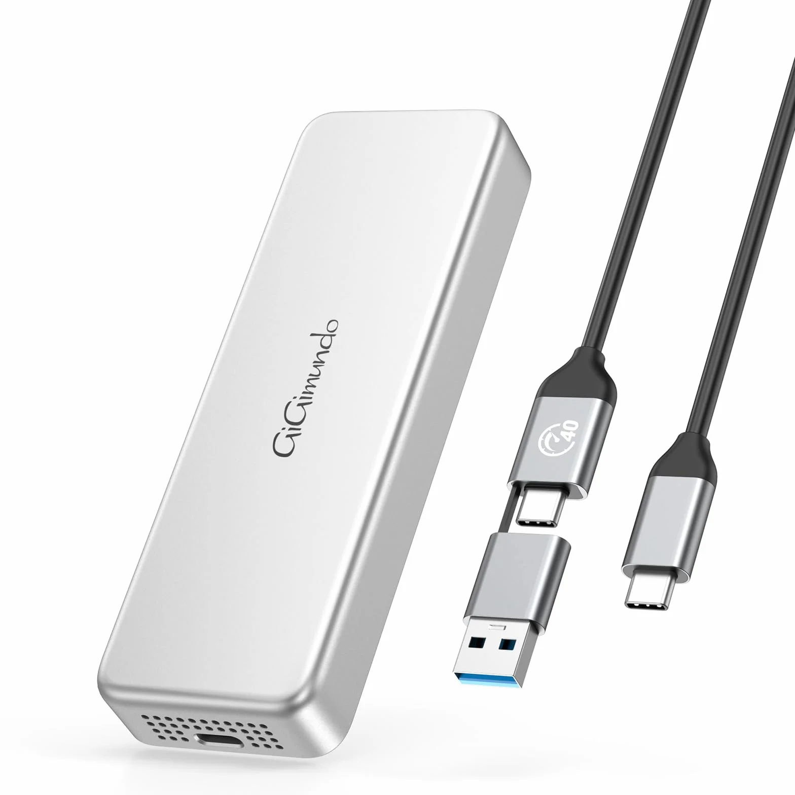GiGimundo Przenośny dysk SSD 40 Gbps 2 TB, praktyczny zewnętrzny dysk SSD, transmisja danych do 3200 MB/s do Thunderbolt 3/4/USB4