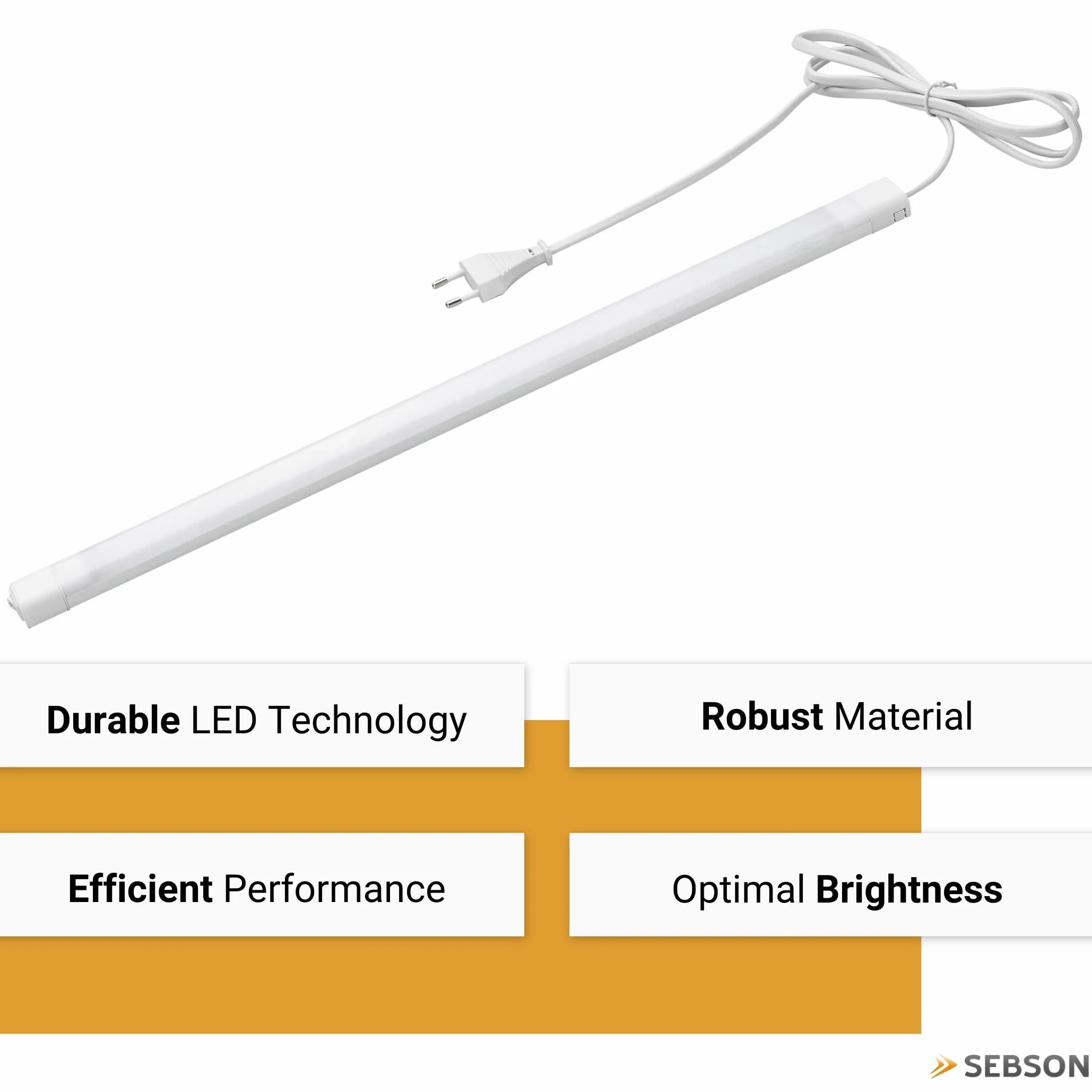 SEBSON Lampa kuchenna pod szafkę, 80 cm, lampa sufitowa LED 12 W, 4000 K, 1000 lm, listwa świetlna z wtyczką i przełącznikiem 230 V, IP 20, 24 x 13 x 800 mm