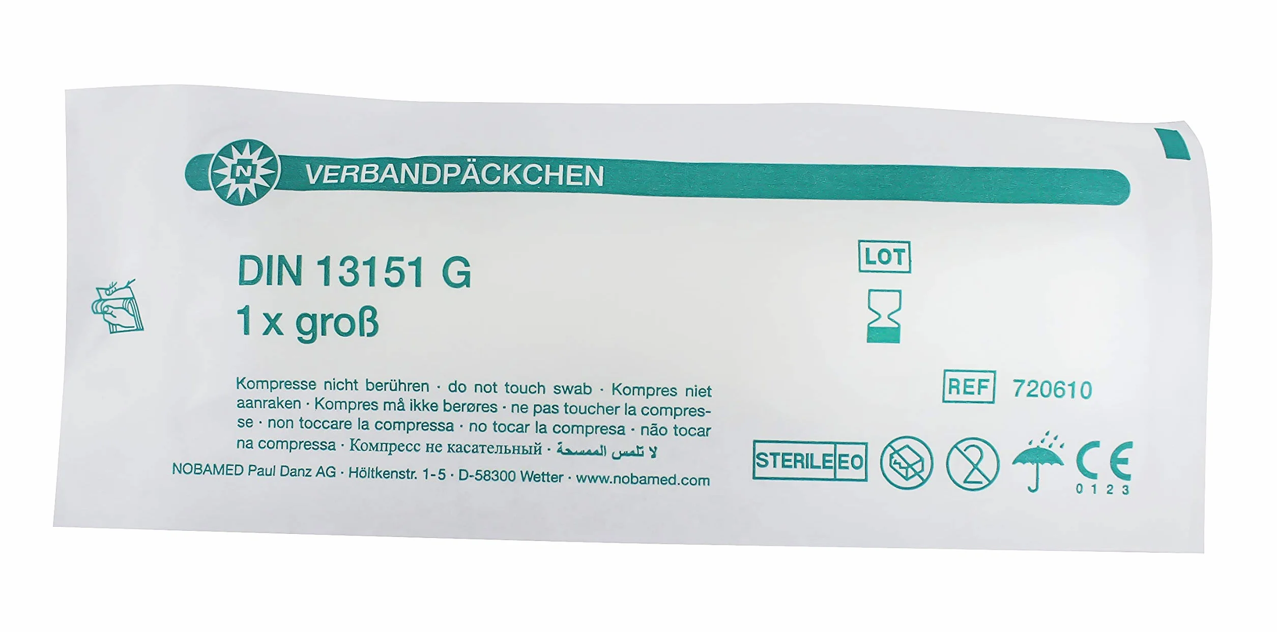 NOBA 10 x opatrunek paczki opatrunkowe opatrunek, sterylny, DIN13151 pierwsza pomoc SL - L/duży