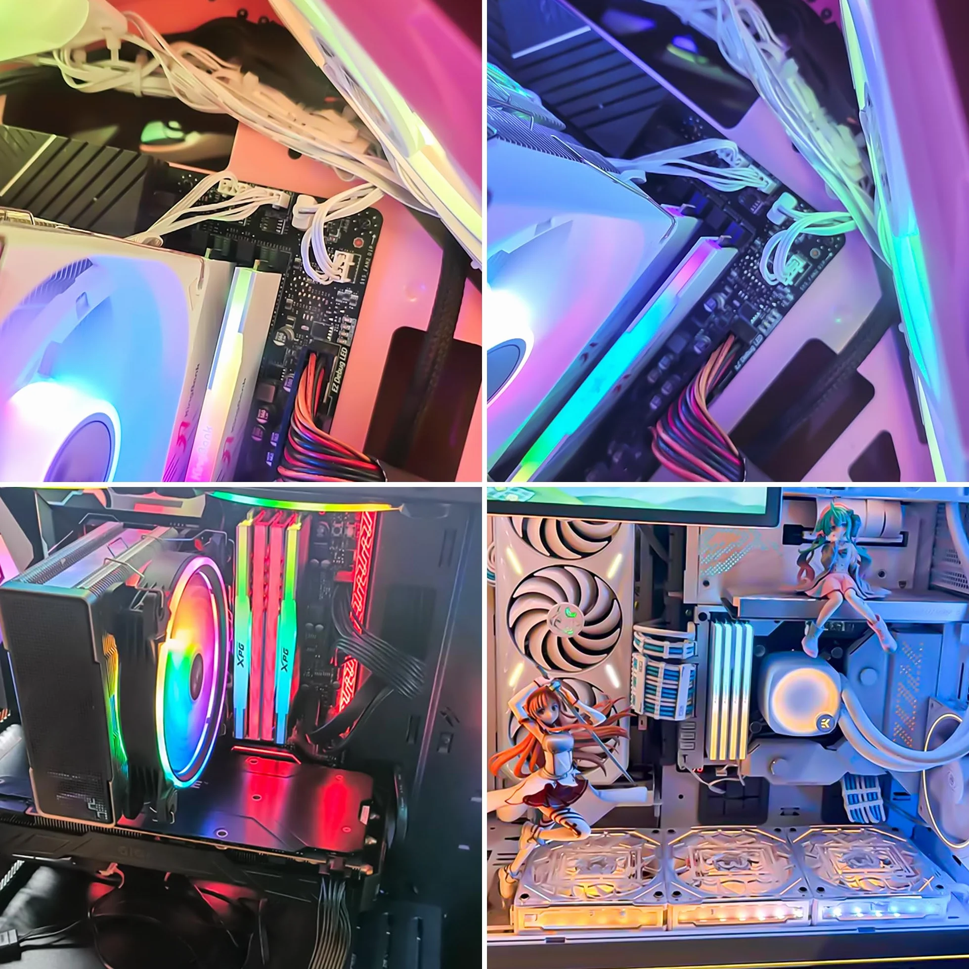 ARGB Przedłużacz 5 V, 3-biegunowy, adresowalny kabel rozdzielający ARGB, gniazdo na gniazdo, rozdzielacz LED, kabel synchroniczny do chłodnicy CPU i serii LED (30 cm, 2 szt., 1 na 1, biały)