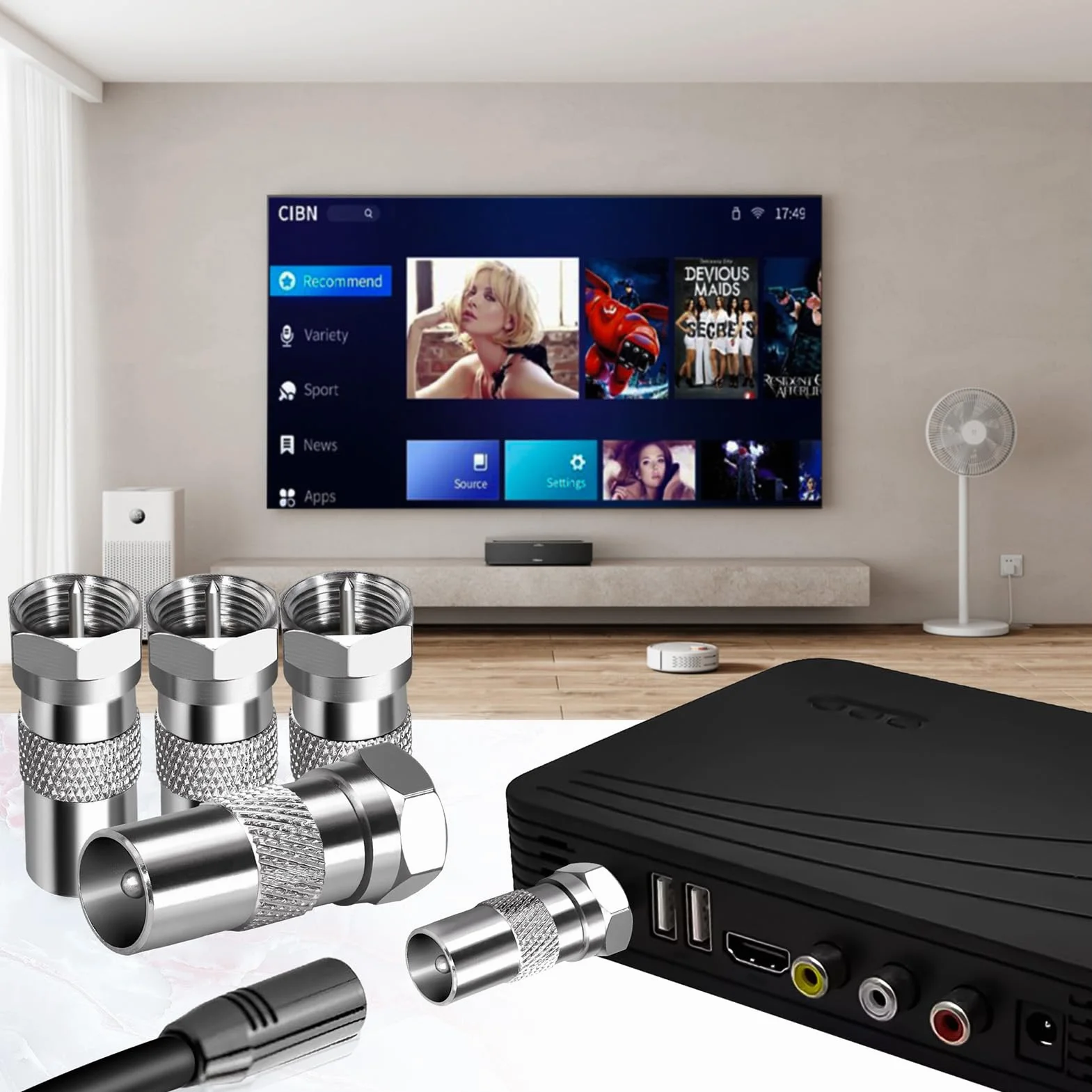 TUOLNK Adapter anteny TV F męski na męski złącze koncentryczne do kabla koncentrycznego