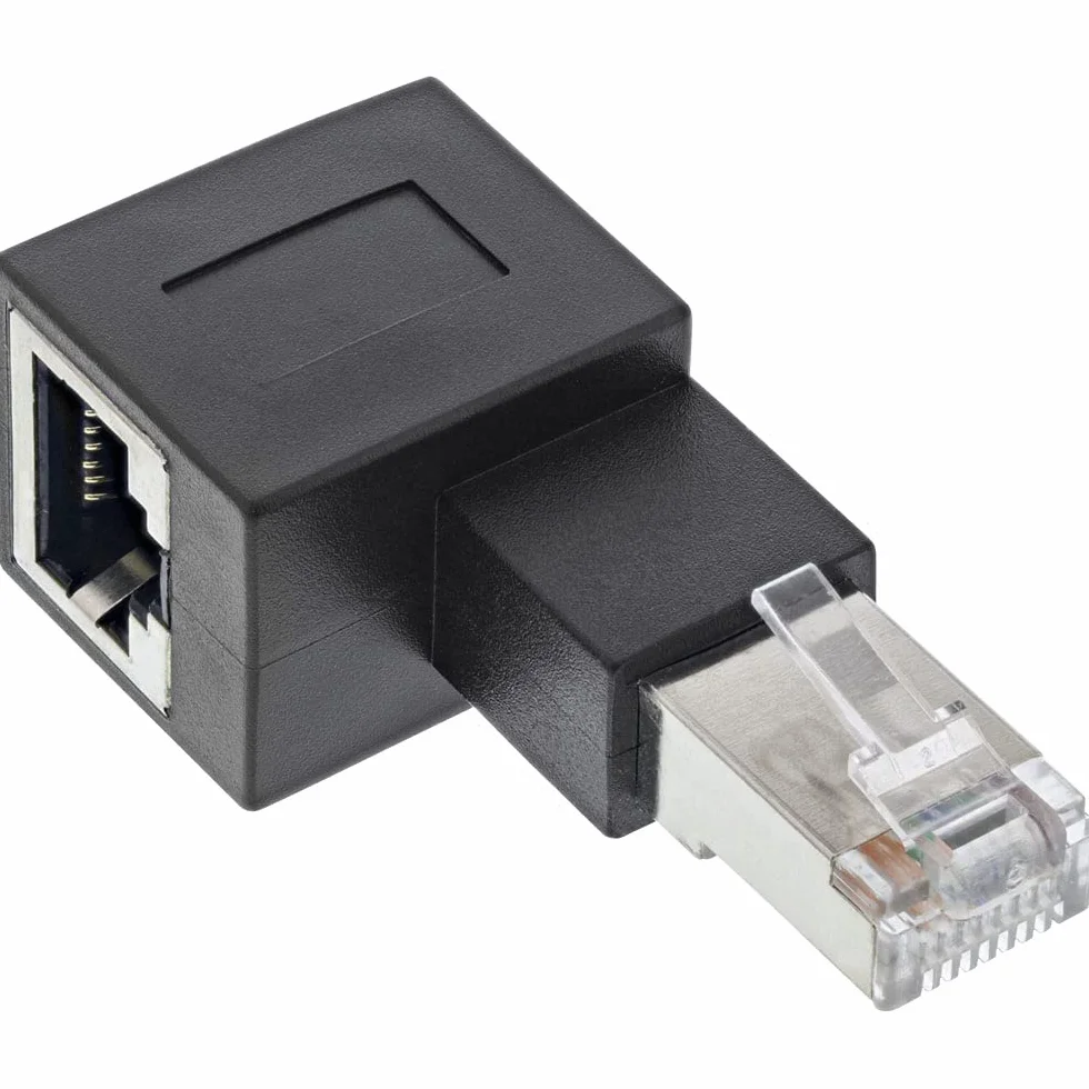 InLine RJ45 Adapter Cat.6A, wtyczka RJ45 / gniazdo, 90° zagięty w lewo