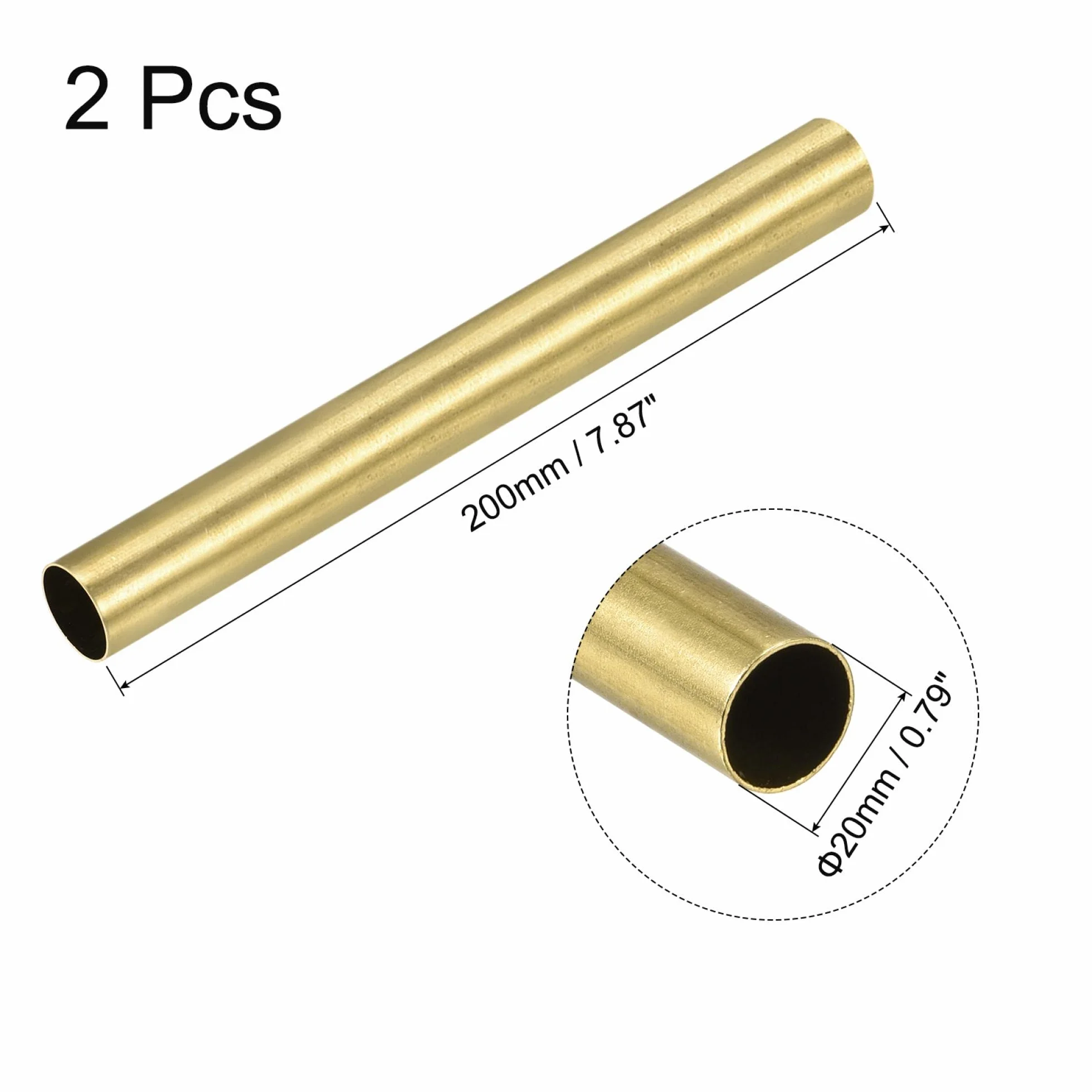 sourcing map 2 szt. mosiężna rura okrągła 20 mm średnica zewnętrzna 0,5 mm grubość ściany 200 mm długość rury
