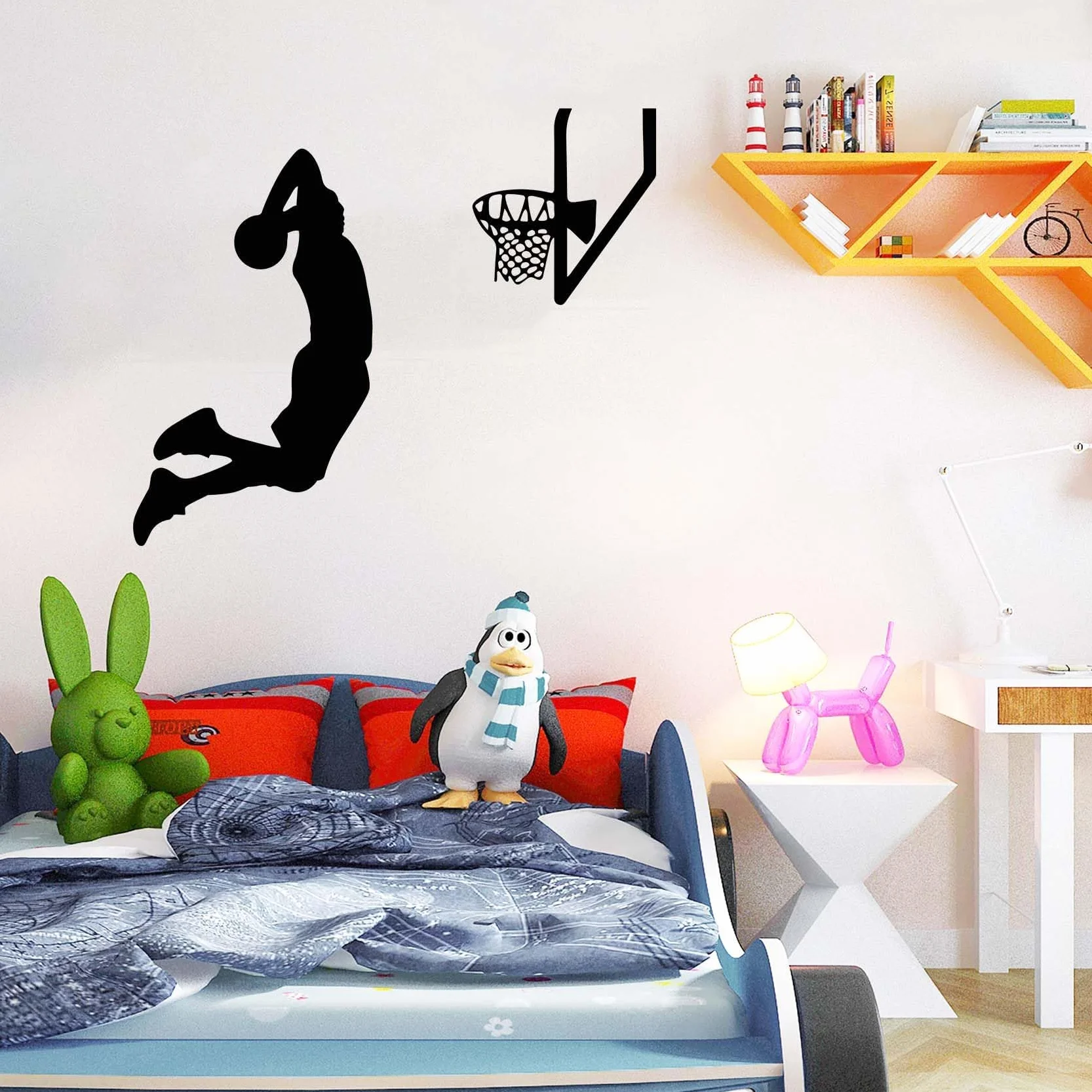 Tatuaż ścienny z motywem koszykówki, sportowego gracza, naklejka ścienna 61 x 51 cm, inspirująca naklejka ścienna do sypialni, chłopców, pokoju dziecięcego, pokoju młodzieżowego, pokoju zabaw