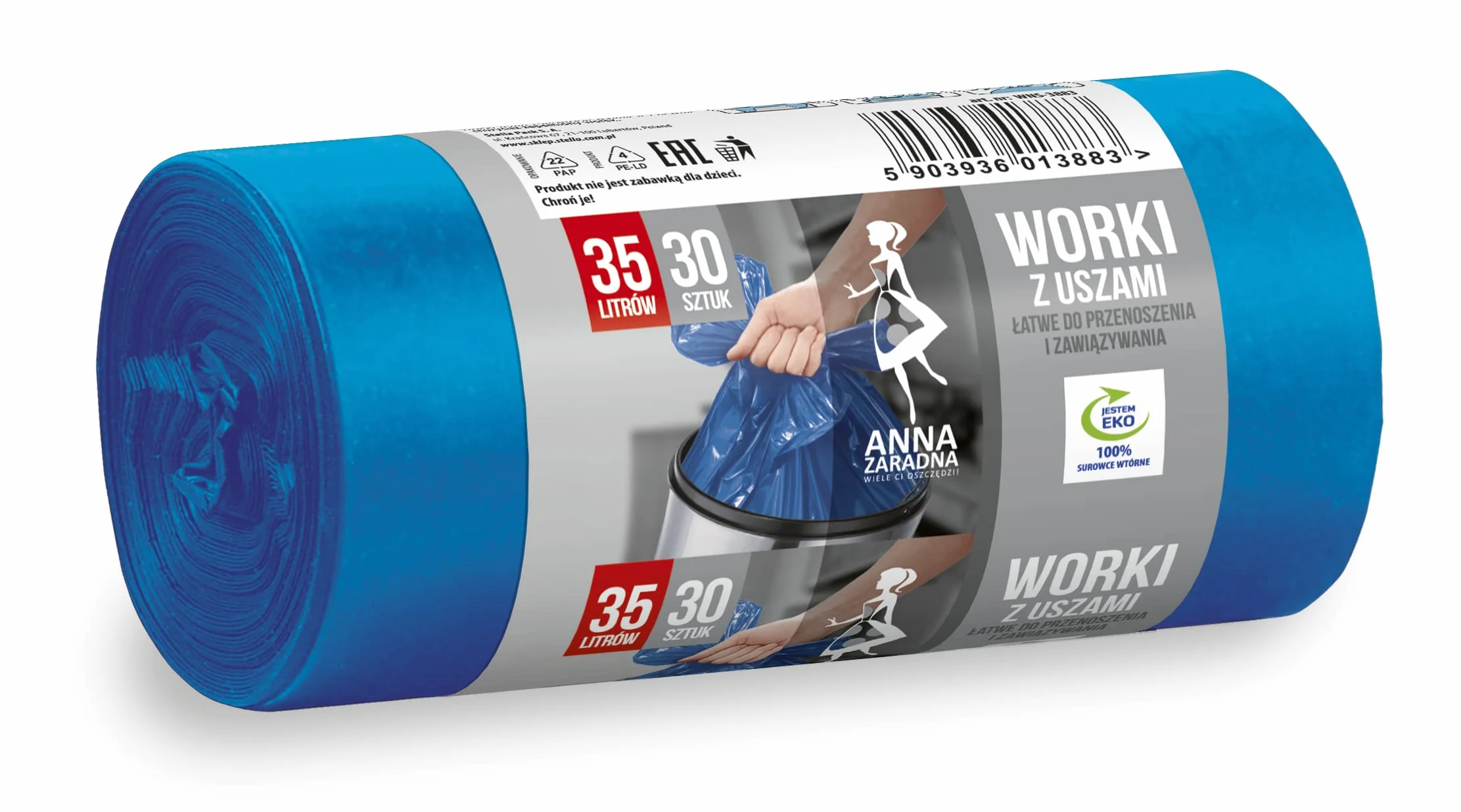 Anna Zaradna Az1-Wns-3883V1 Worki na Śmieci, Niebieski, 35 l
