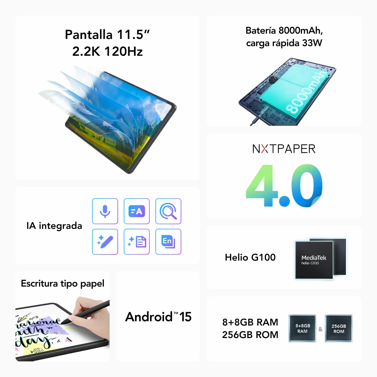 TCL NXTPAPER 11 Plus 11,5" 2.2K NXTPAPER 4.0 256 GB 8 GB + 8 GB RAM ze składanym etui i rysikiem T-Pen