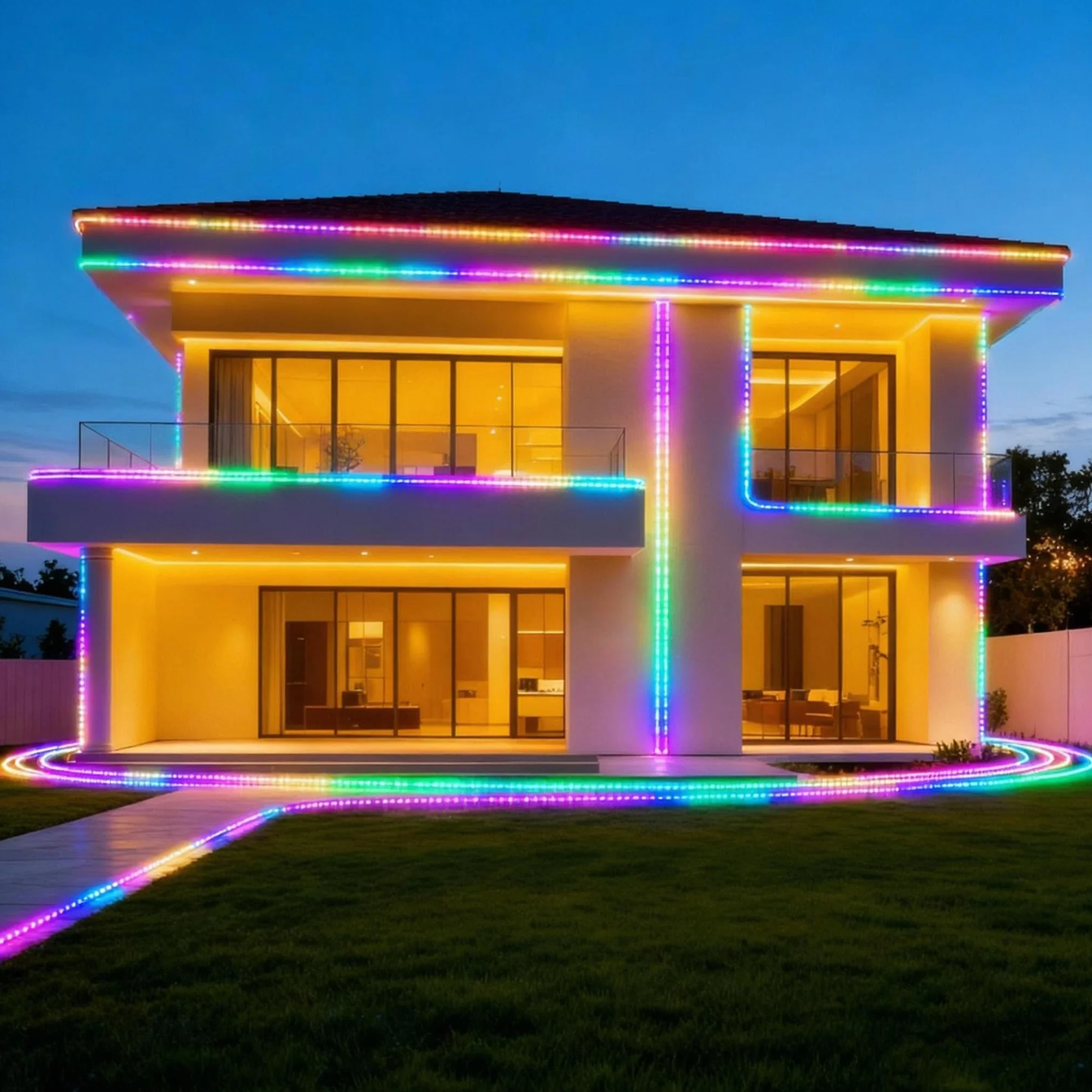 YRHome wąż świetlny LED, 100 m, 1000 diod LED, z wtyczką, do użytku na zewnątrz, z timerem, 8 trybów i możliwością regulacji jasności, IP44, wodoodporny, oświetlenie dekoracyjne RGB LED, do użytku