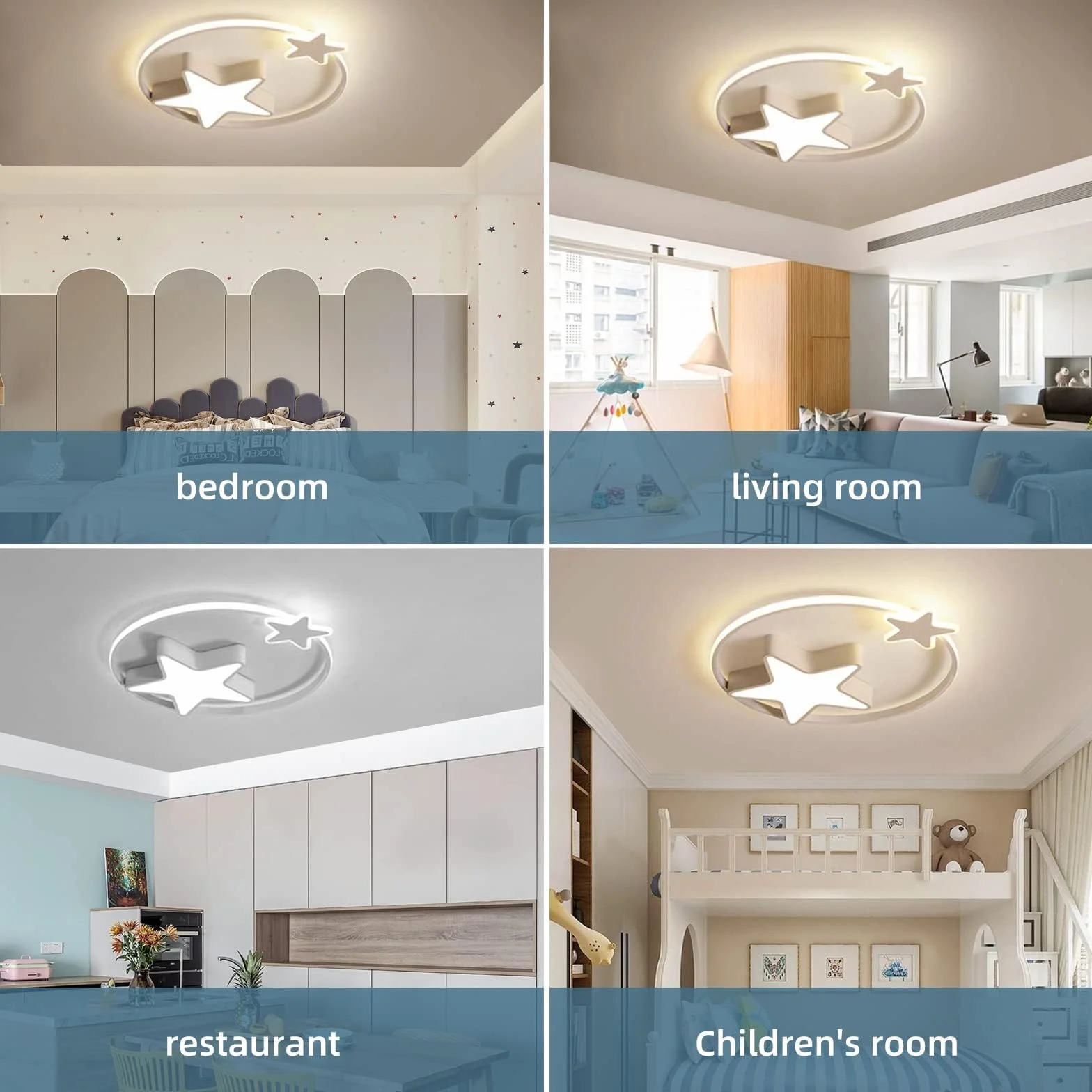 Biała Lampa Sufitowa LED | Nowoczesna Okrągła Lampa Dziecięca | Gwiazda Gwiaździste Niebo Dzieci Światło | Ø55cm 48W | Możliwość Przyciemniania Za Pomocą Pilota | Pokój Dziecięcy Chłopcy Dziewczęta