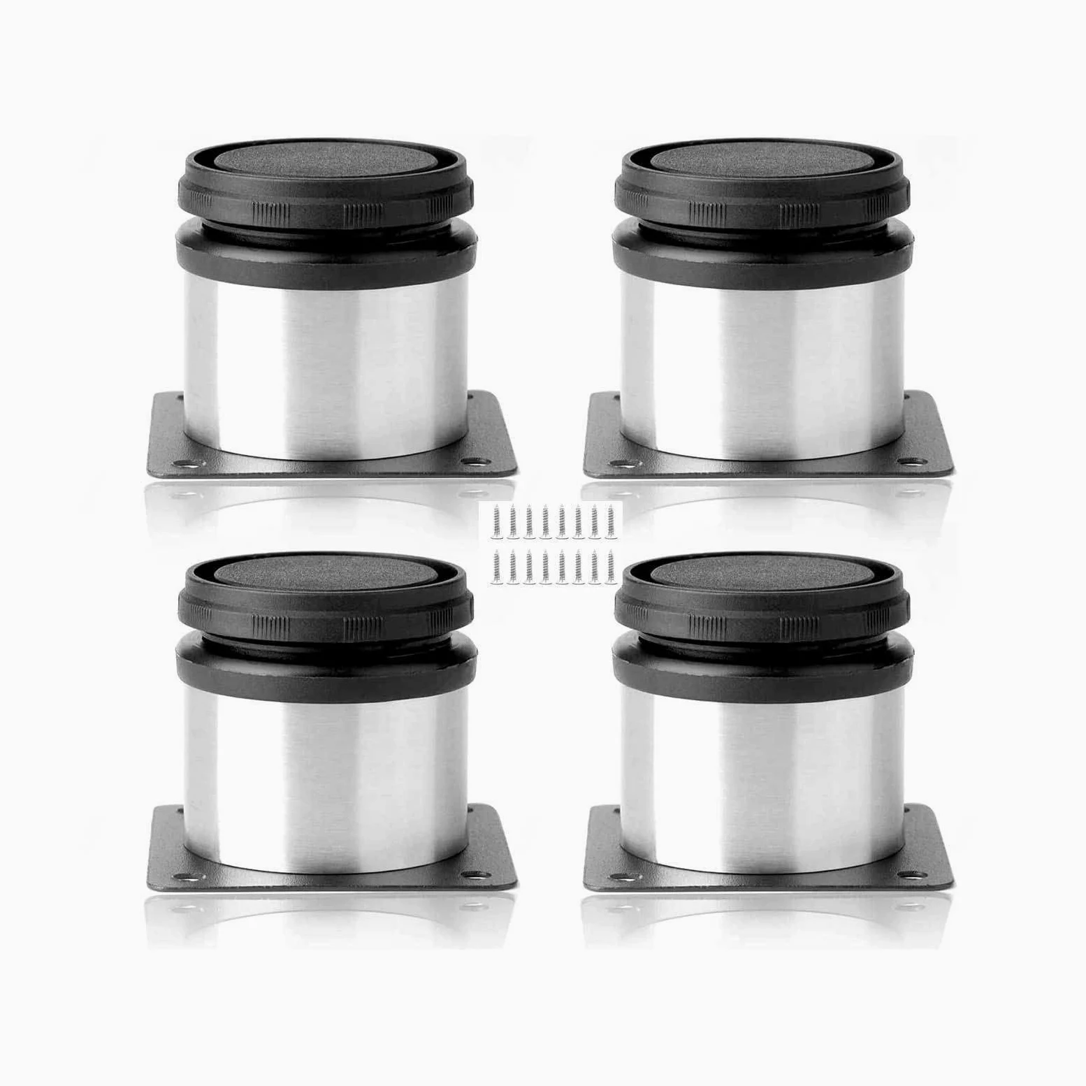 Regulowane nogi stołowe Zestaw 4 krzeseł kuchennych Przedłużacze nóg Nogi stołowe Okrągła noga meblowa ze stali nierdzewnej 0-15 mm do mebli dla majsterkowiczów, 450 mm (17,71 cala) ()