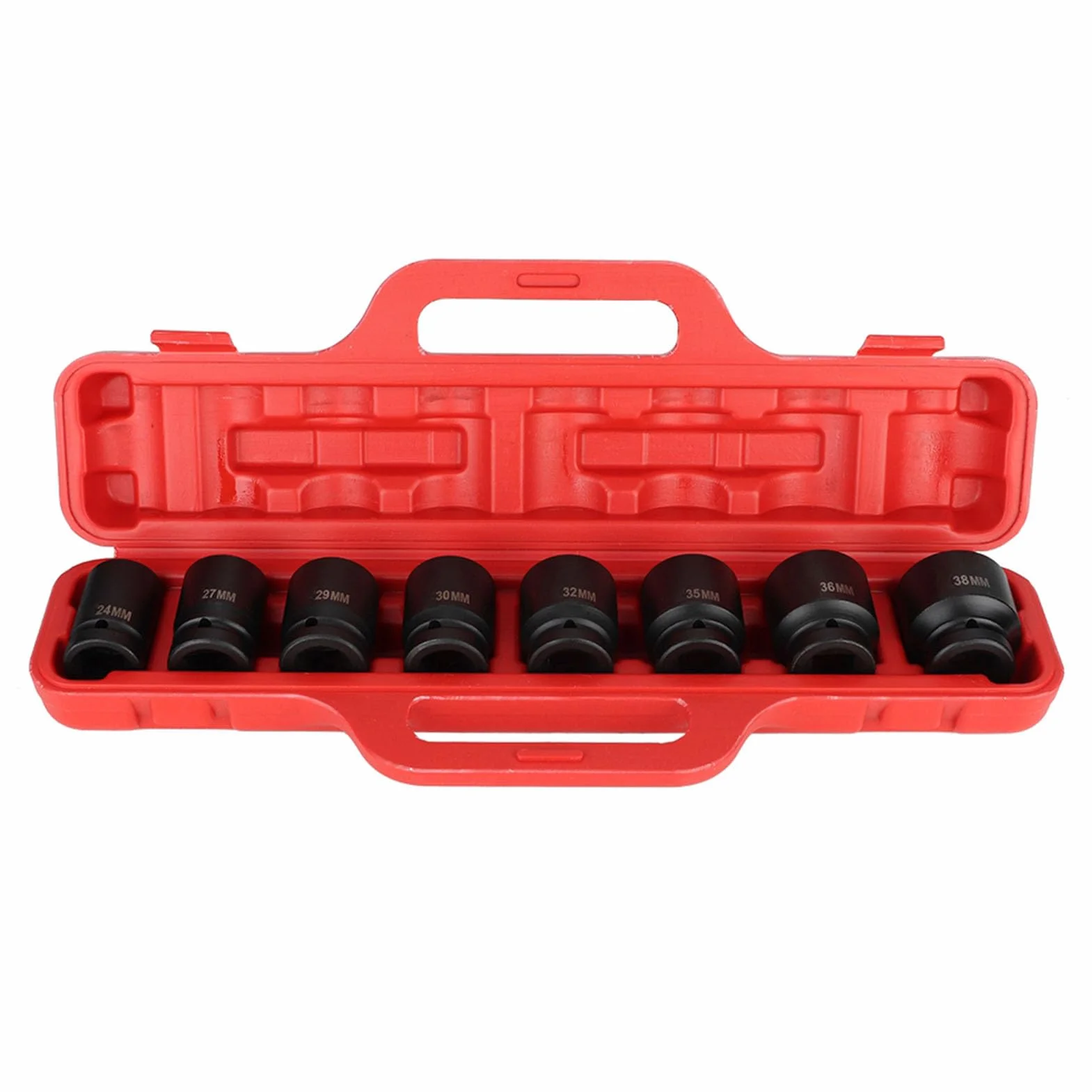 Generic Zestaw Nasadek Udarowych Adapter Głębokiego Gniazda ze Stali Chromowo-wanadowej 8-częściowy 3-calowy Napęd 80 Mm Długość 24 Mm Do 38 Do Narzędzi Naprawczych Użytku Przez Mechaników i Warsztaty