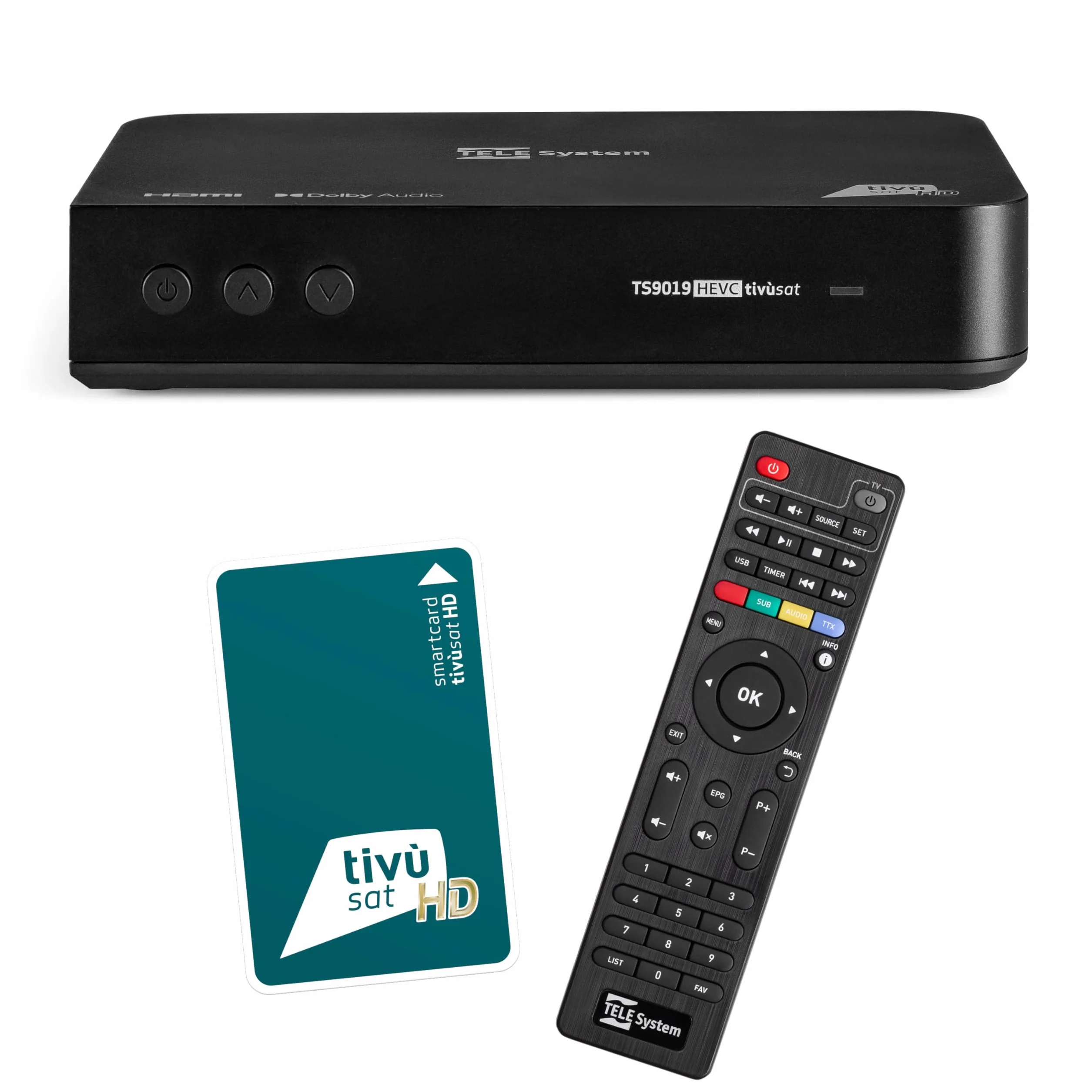 TELE System Dekoder satelitarny TS9019HEVC Tivùsat Classic Smartcard DAZN