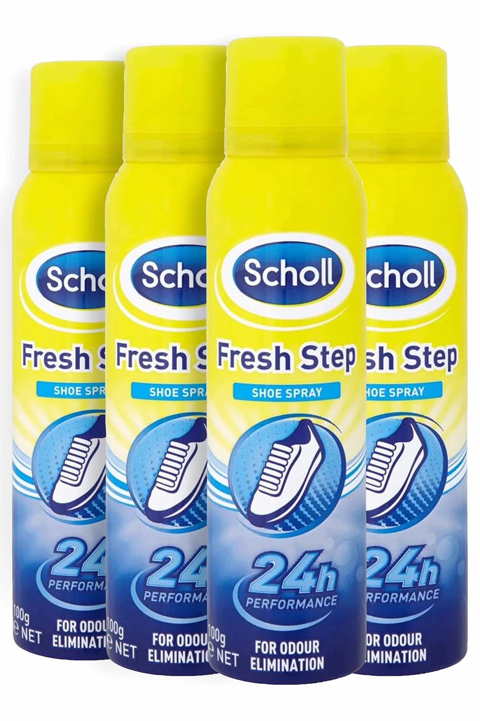 Scholl Fresh Step Spray do butów, 150 ml, bezzapachowy spray do butów, świeżość do 24 godzin, 4 sztuki