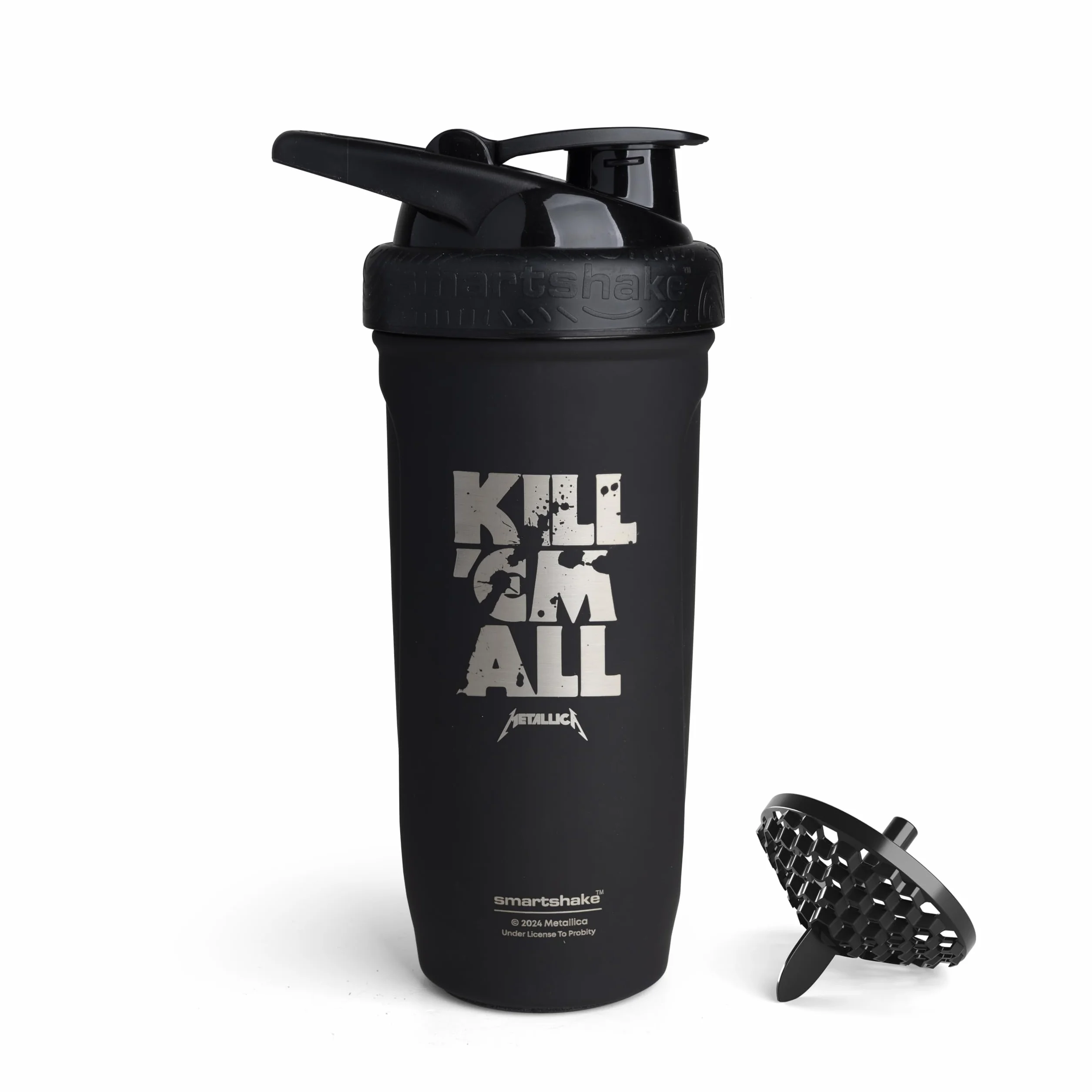 Smartshake Rockband Reforce Protein Shaker Stal nierdzewna 900 ml | 30 uncji - Szczelna zakręcana pokrywka - Bez BPA - Nieizolowana - Unisex Gym Shaker Stal nierdzewna - Metallica, Kill ‘Em All