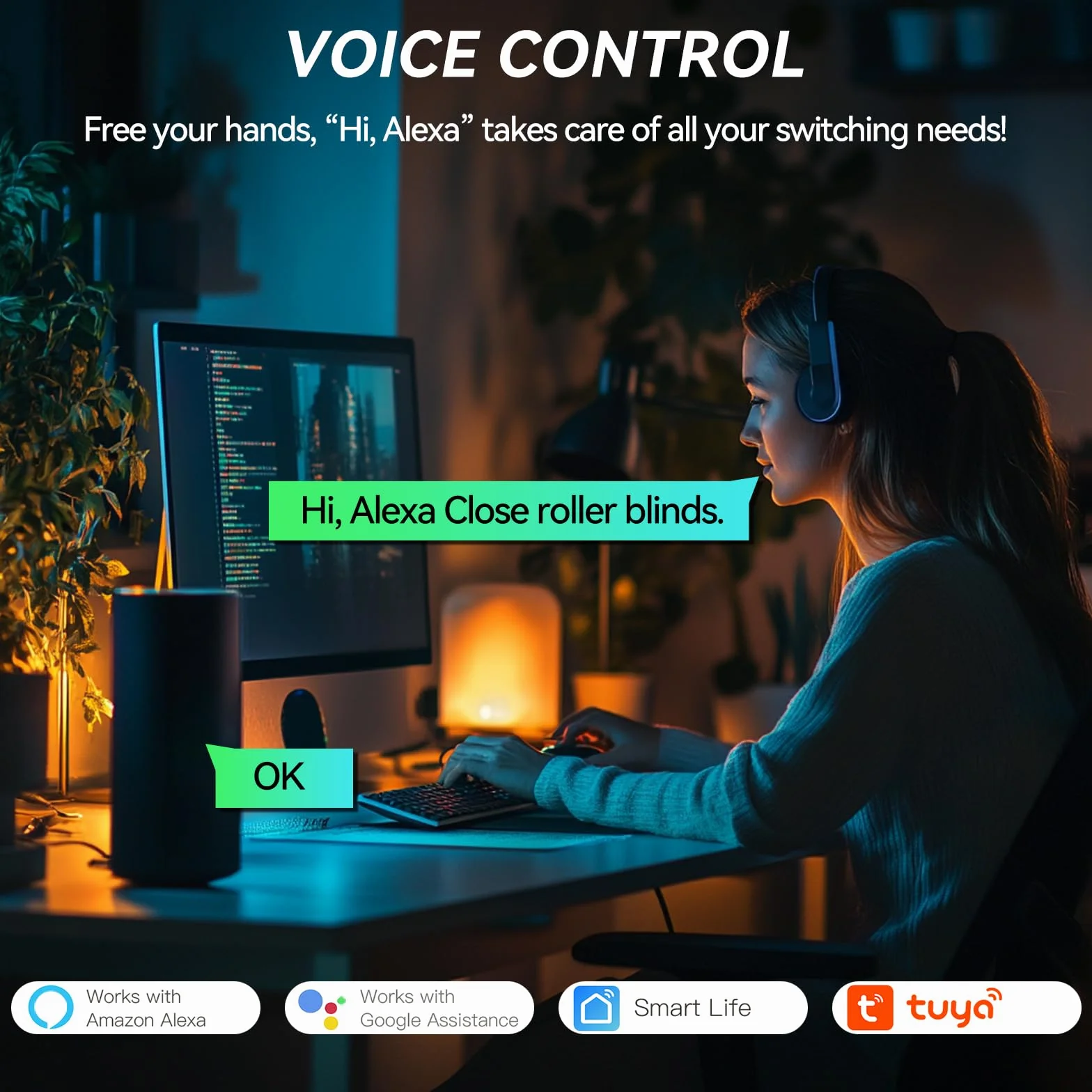BSEED Przełącznik rolet WiFi, pilot zdalnego sterowania i funkcja timera z aplikacją Smart Life/Tuya, współpracuje z Alexa Echo i Google Home, przełącznik żaluzji WiFi z panelem dotykowym, biały
