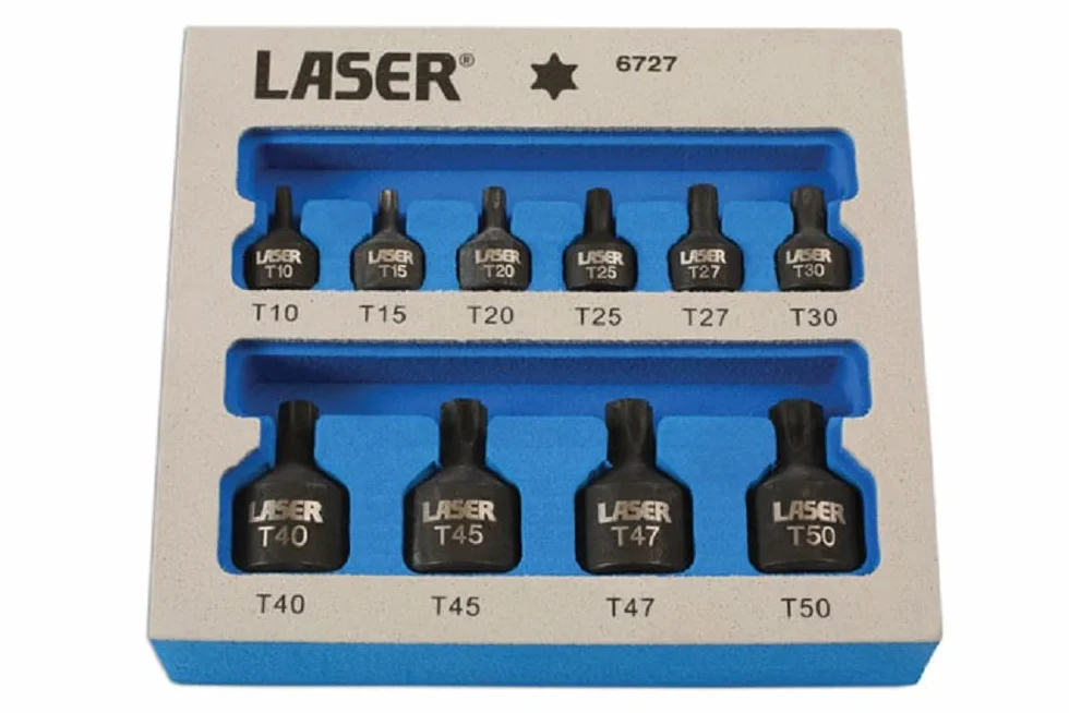 Narzędzia laserowe 6727 niskoprofilowy zestaw bitów gwiazdek 10 szt, srebrny